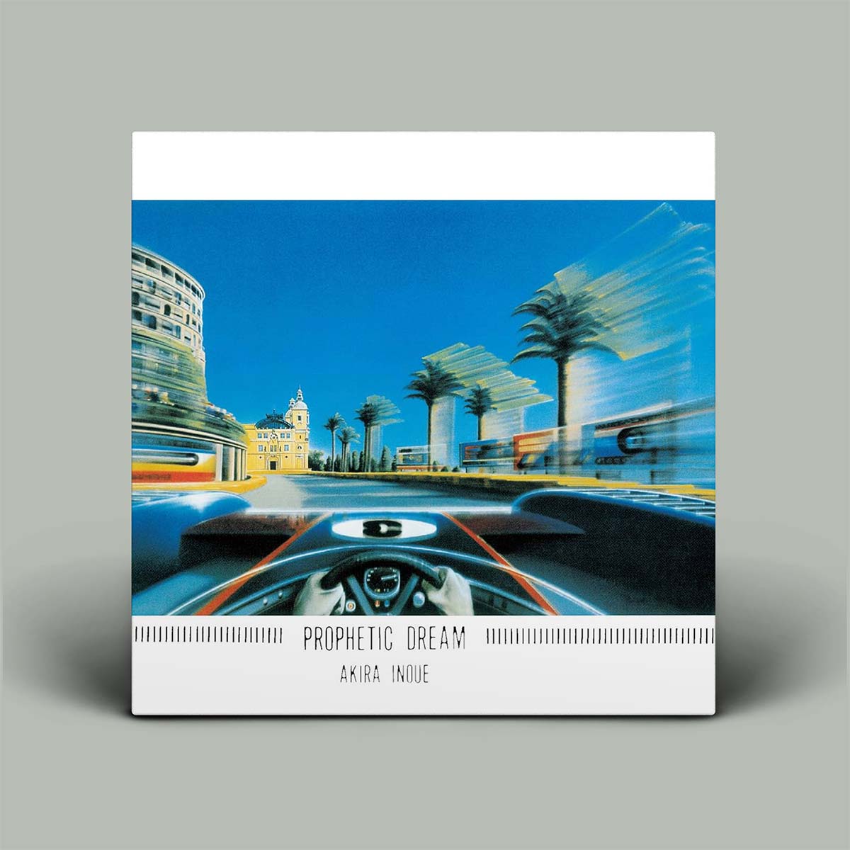 Album cover with a futuristic cityscape and car interior, titled 'Prophetic Dream' by Akira Indie.