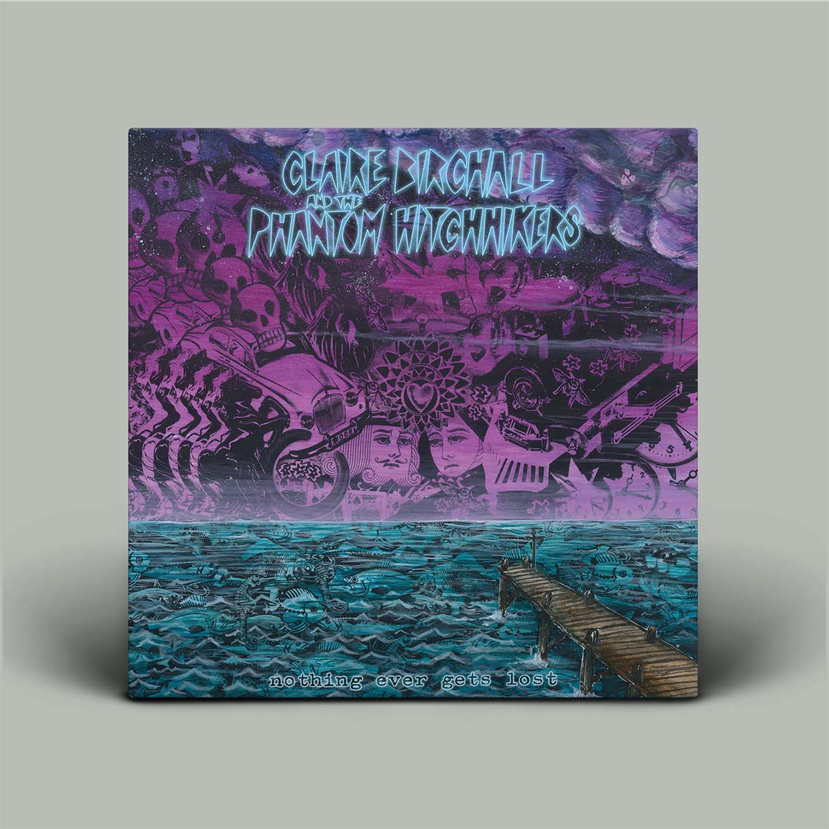 Album cover with artistic design and text on a gray background