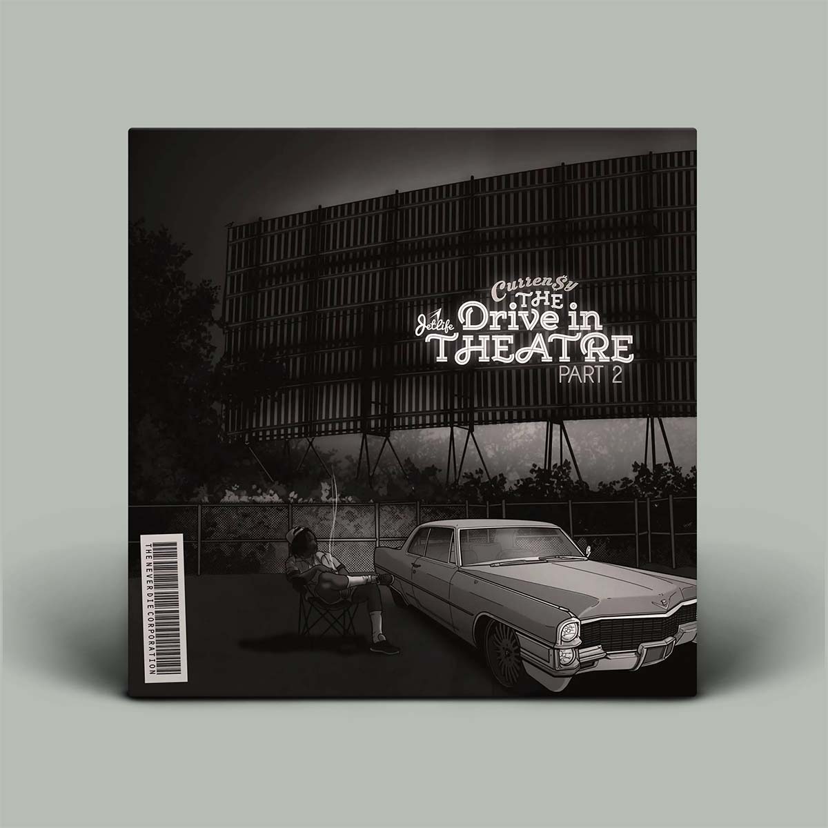 Album cover with vintage car and theater sign, featuring text 'Currents & The Drive In Theatre Part 2'.