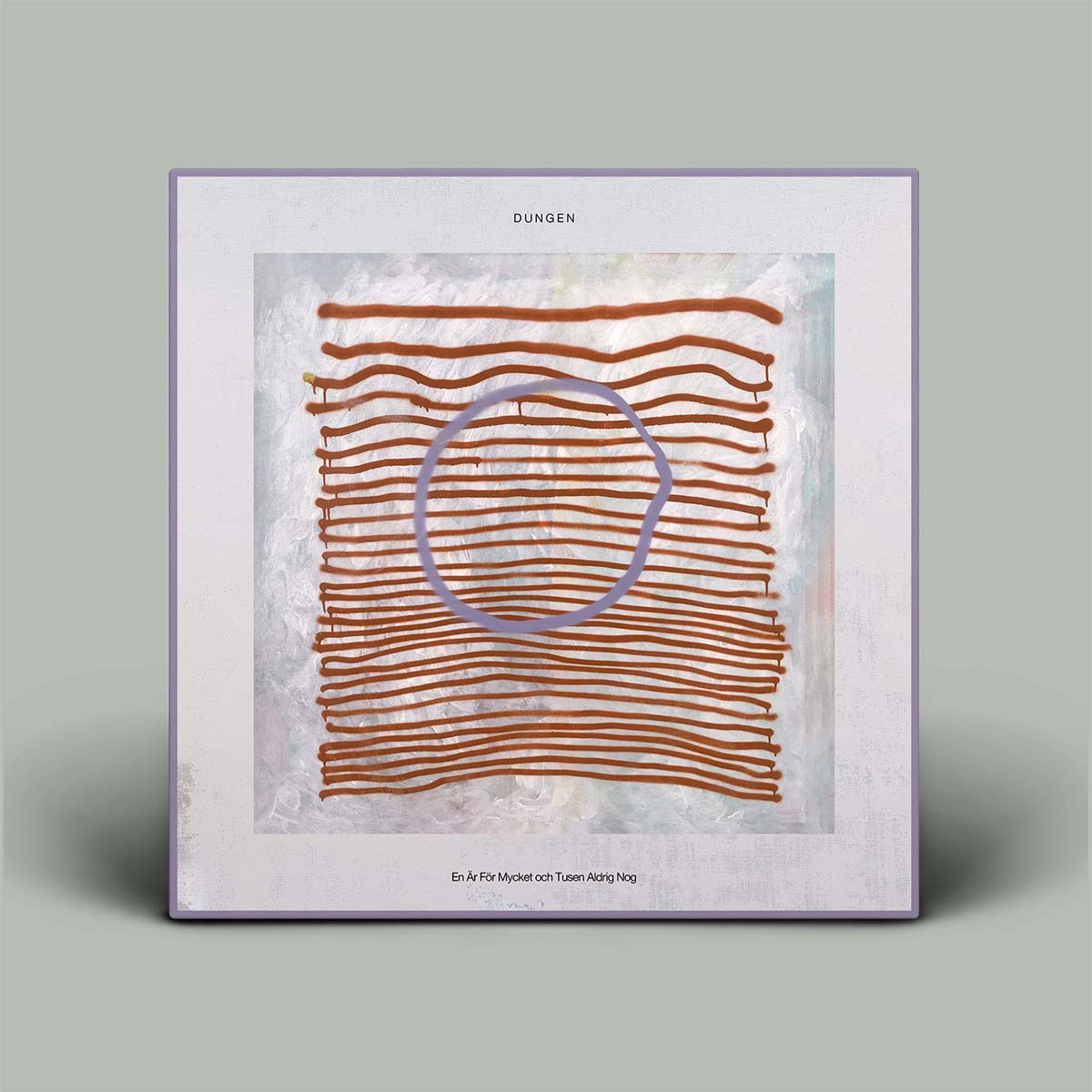 Album cover with wavy lines and a circle on a gray background