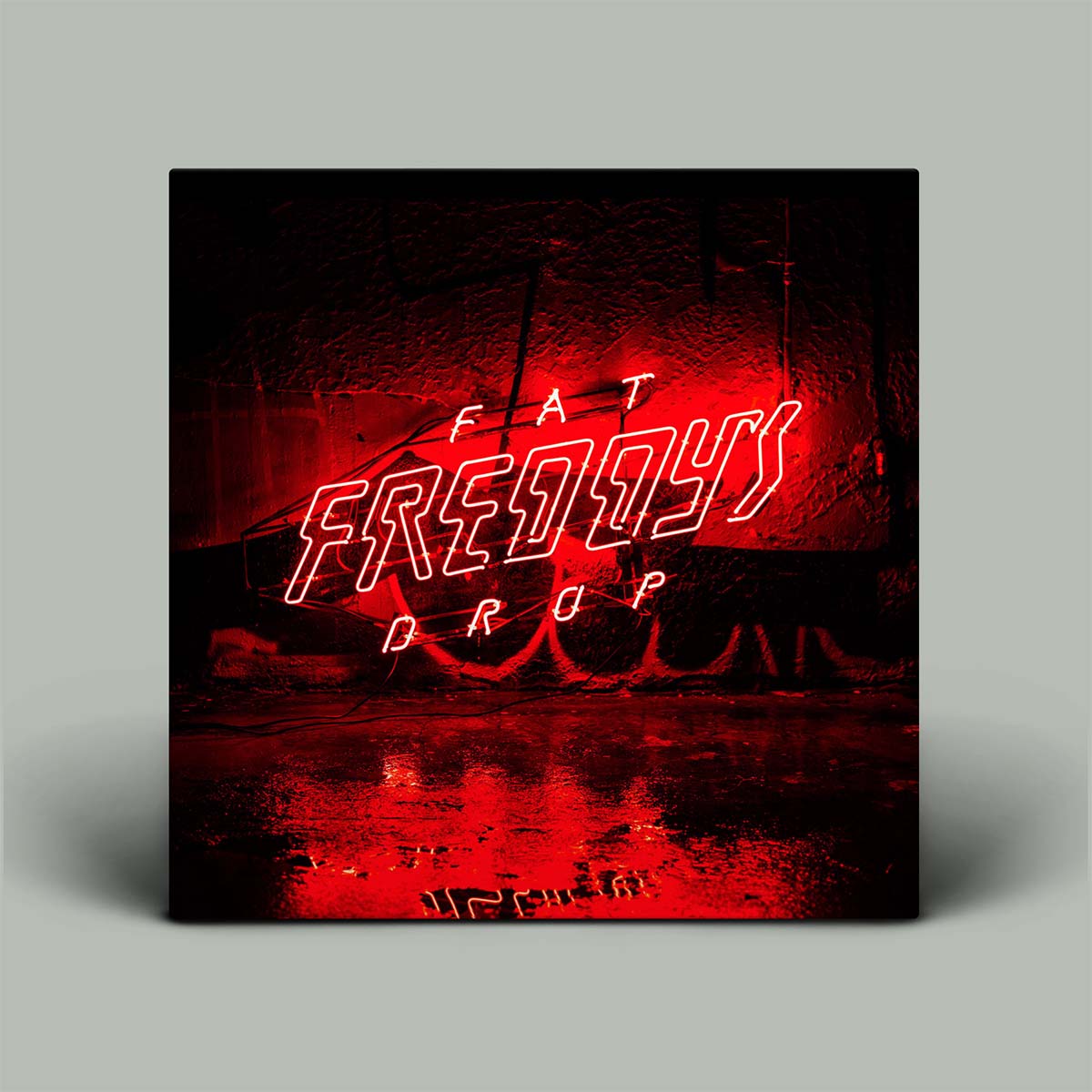 Album cover with red neon text on a dark background