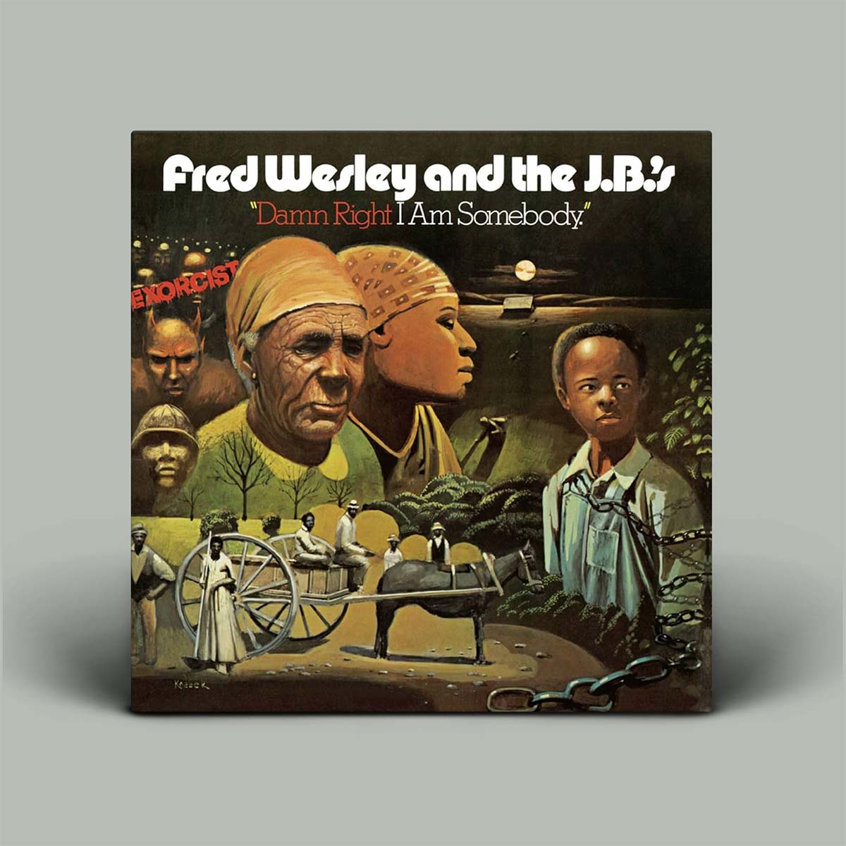 Album cover of 'Fred Wesley and the J.B.'s' featuring a historical scene with people and a cart.