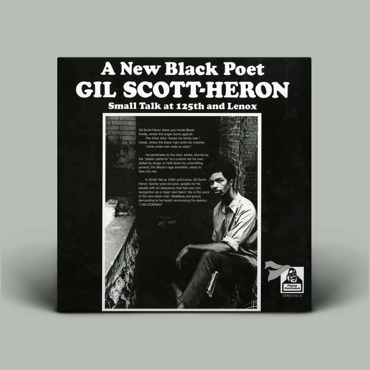 Album cover of 'Small Talk at 125th and Lenox' by Gil Scott-Heron with a black and white photo of the poet.