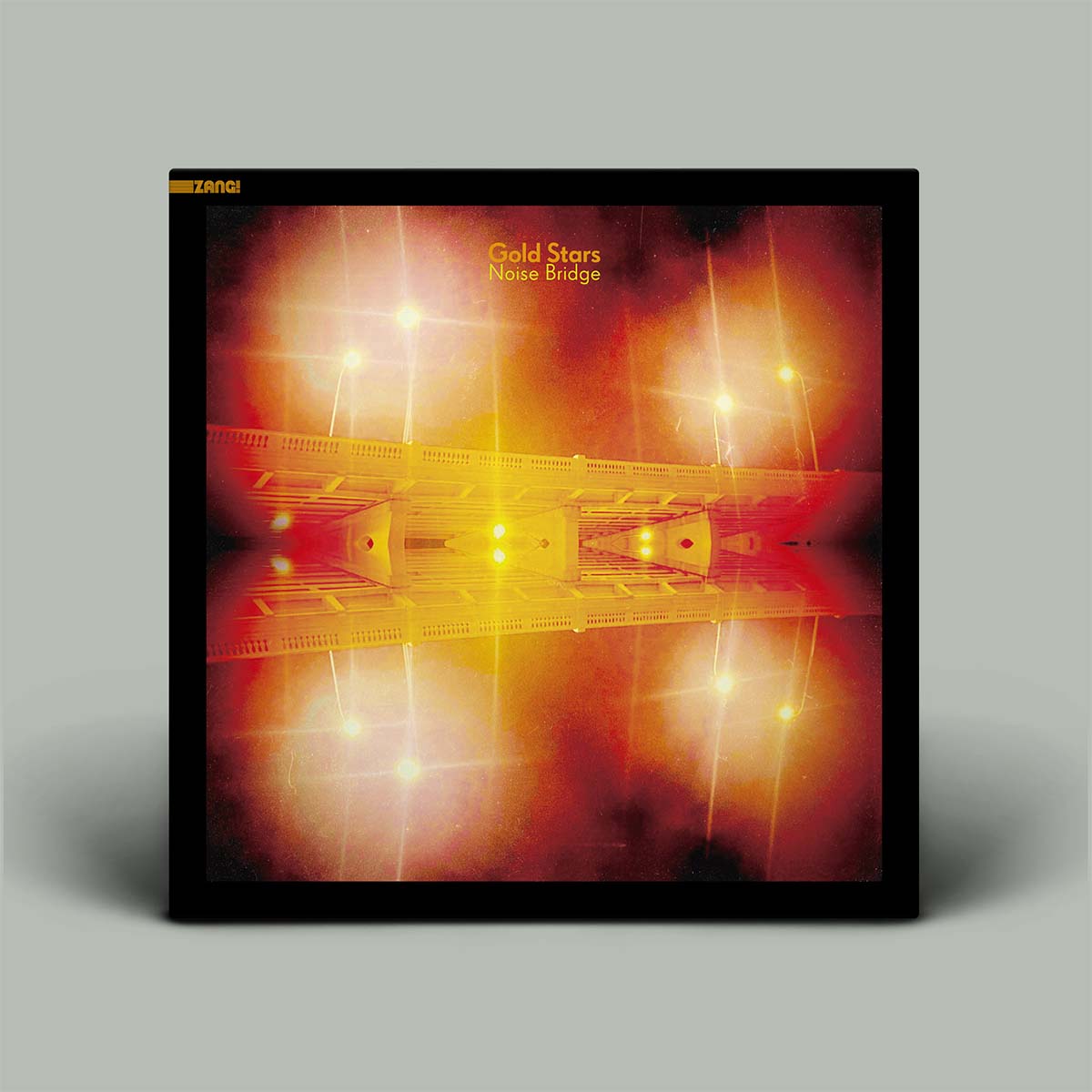 Album cover with abstract design and text on a gray background