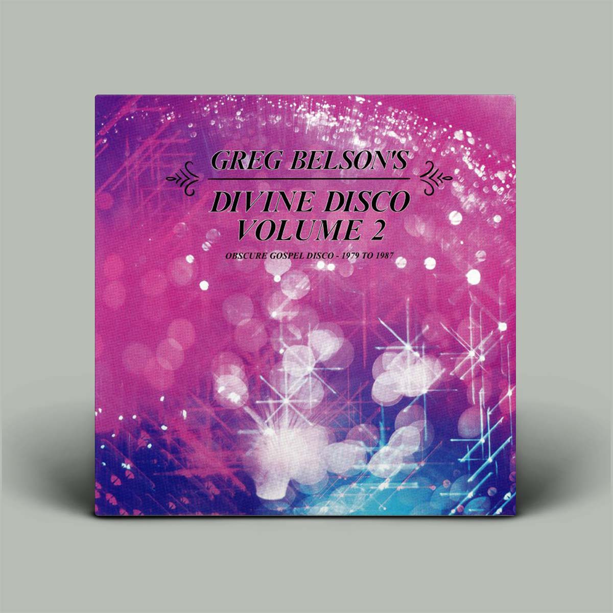 Album cover for 'Greg Belson's Divine Disco Volume 2' with a pink and purple gradient design.