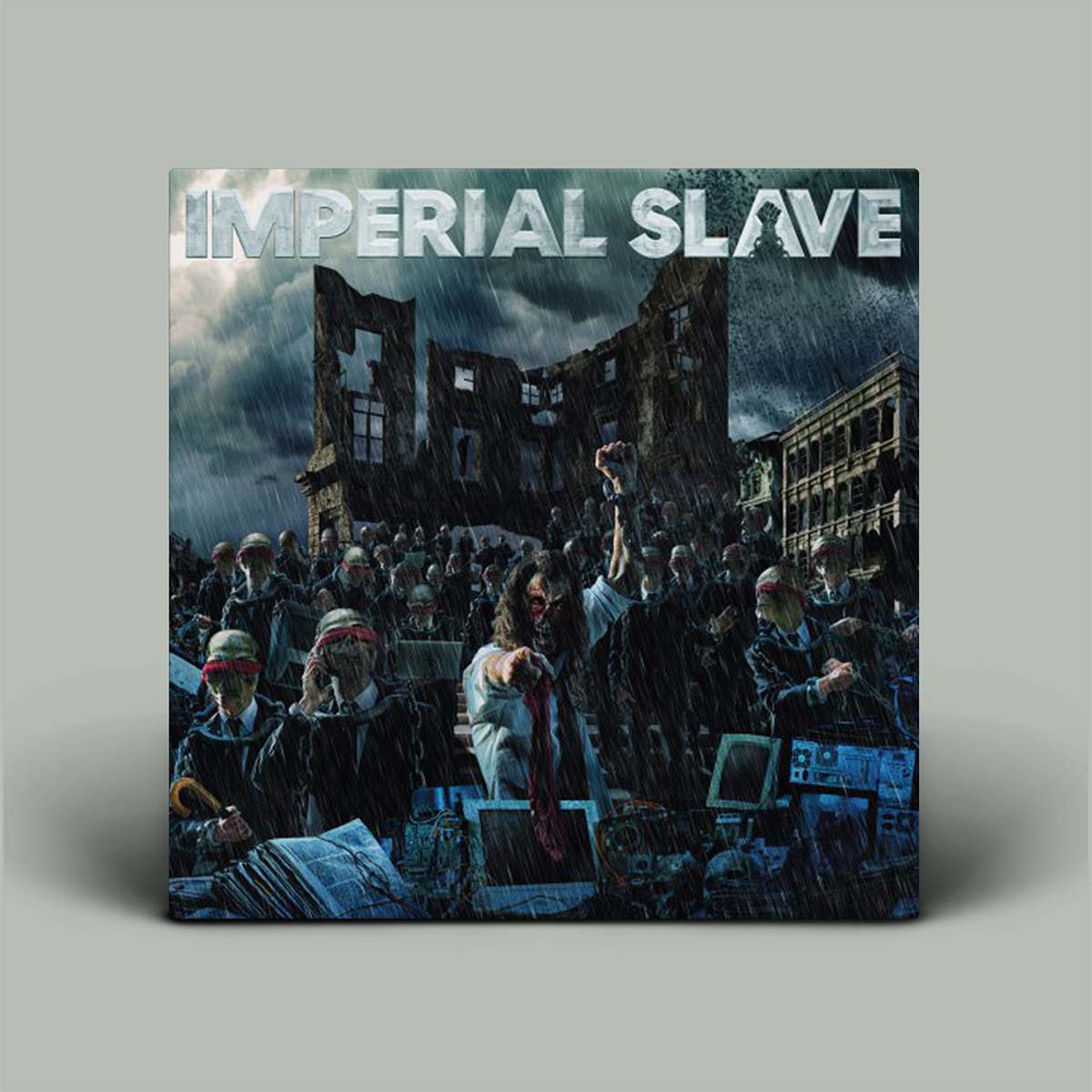 Album cover for 'Imperial Slave' with a dystopian scene and text.