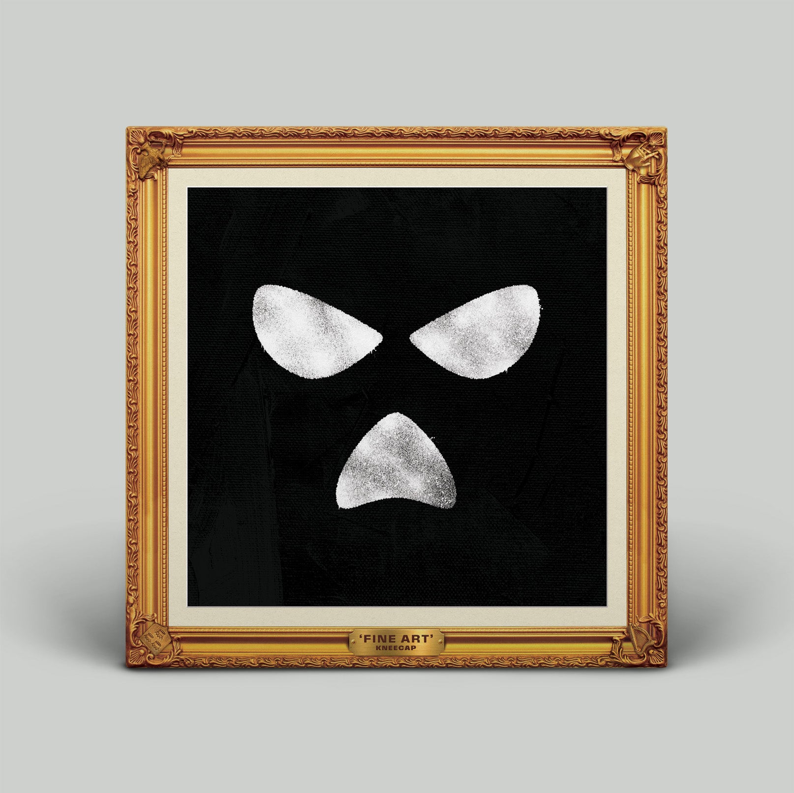 Framed artwork with a black background and white abstract design, featuring the brand 'Fire Art'.