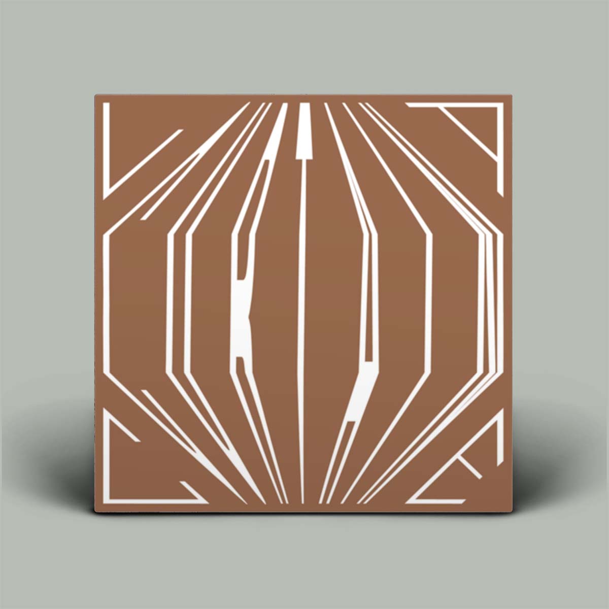 Album cover with gold background and white lines.