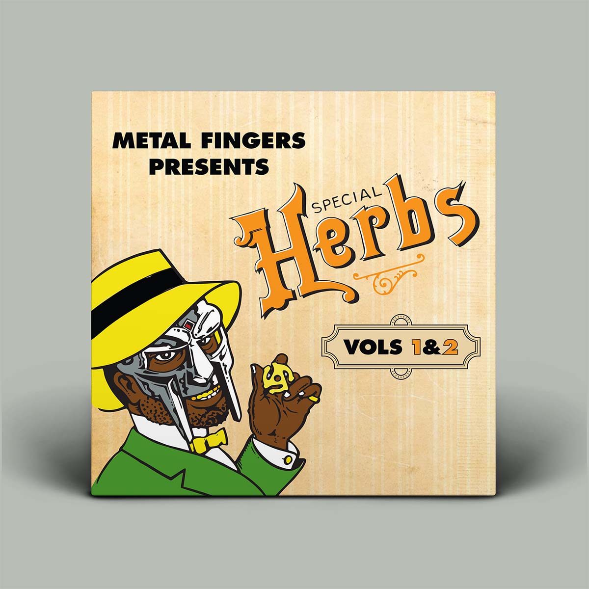 Cover of 'Special Herbs Vols 1 & 2' by Metal Fingers on a wooden texture background