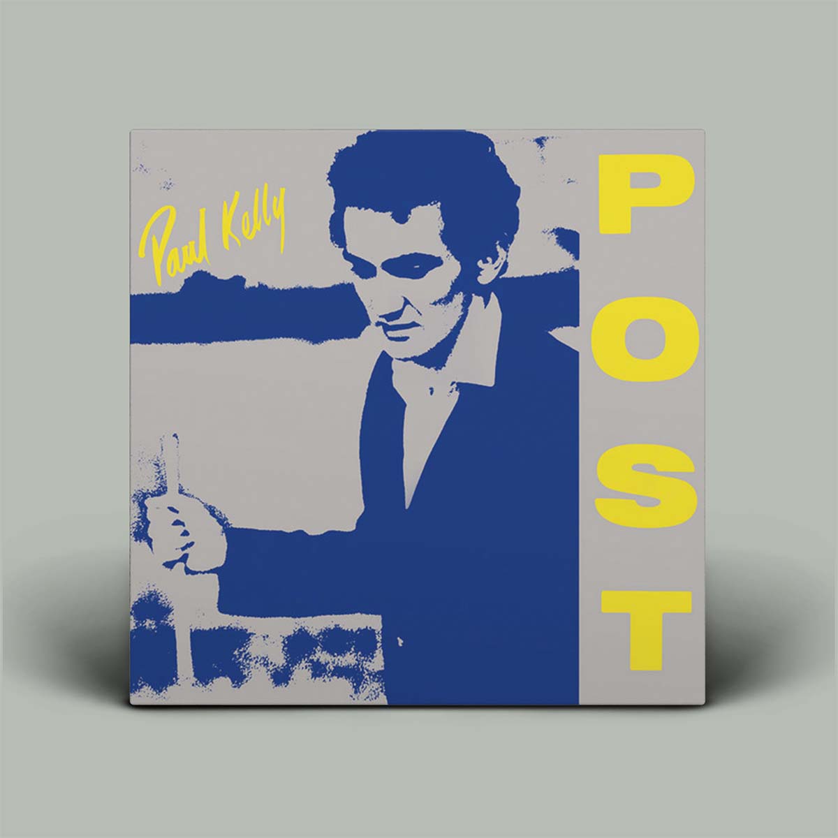 Album cover with a stylized portrait and 'POST' text on a gray background