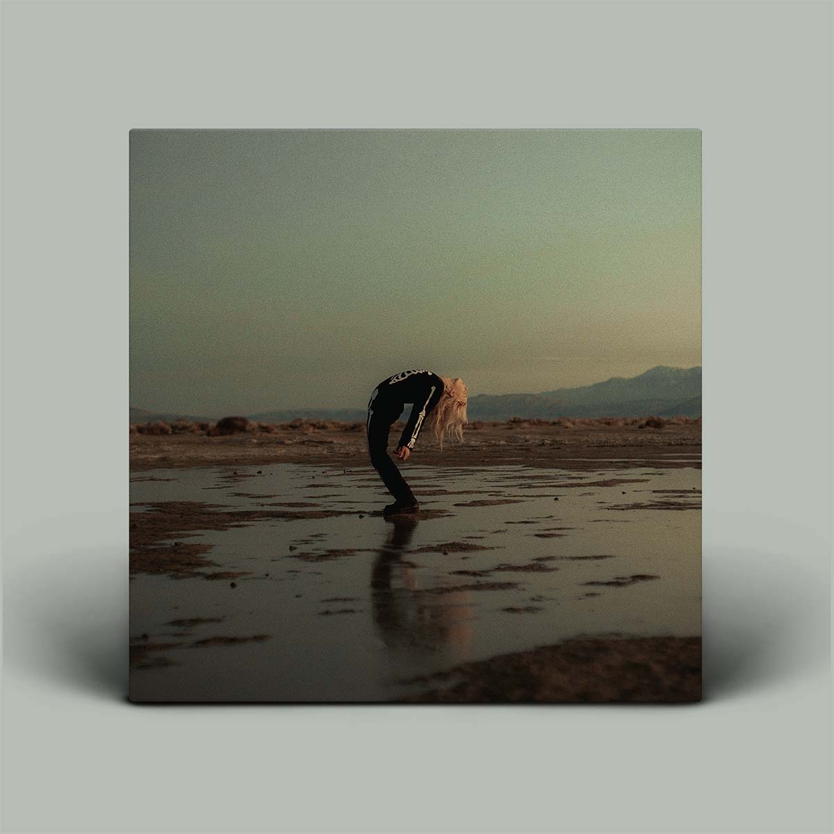 Person standing on a beach with a minimalistic background