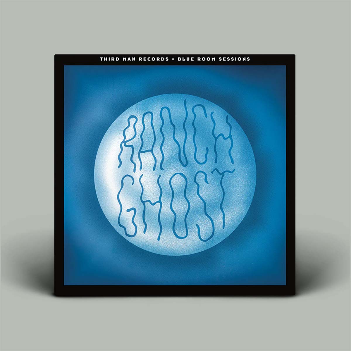 Album cover with blue circle with text of Ranch Ghost on blue background.