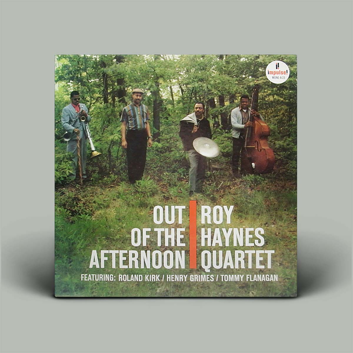 Album cover of 'Out of the Afternoon' by Roy Haynes Quartet with musicians in a forest setting.