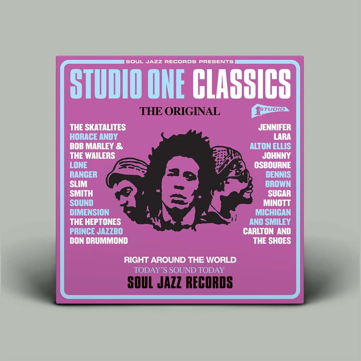 Album cover for 'Studio One Classics' by Soul Jazz Records with a purple background and black text.