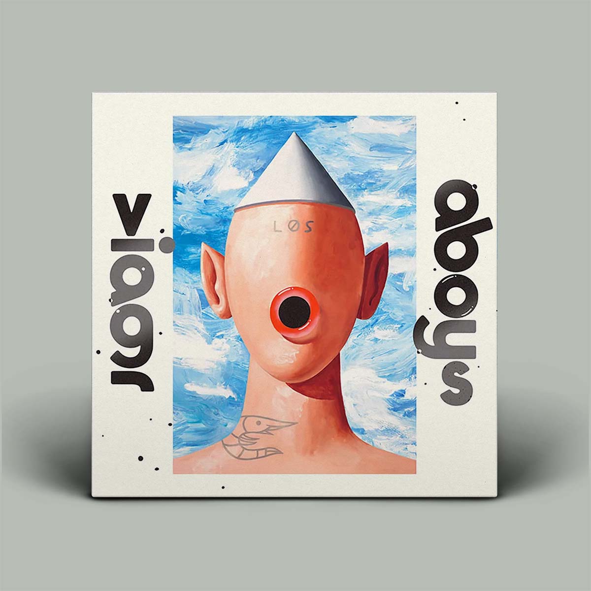 Album cover featuring a stylized illustration with a central figure, text 'Viagr Aboys' on the sides with a blue and white smoky background.