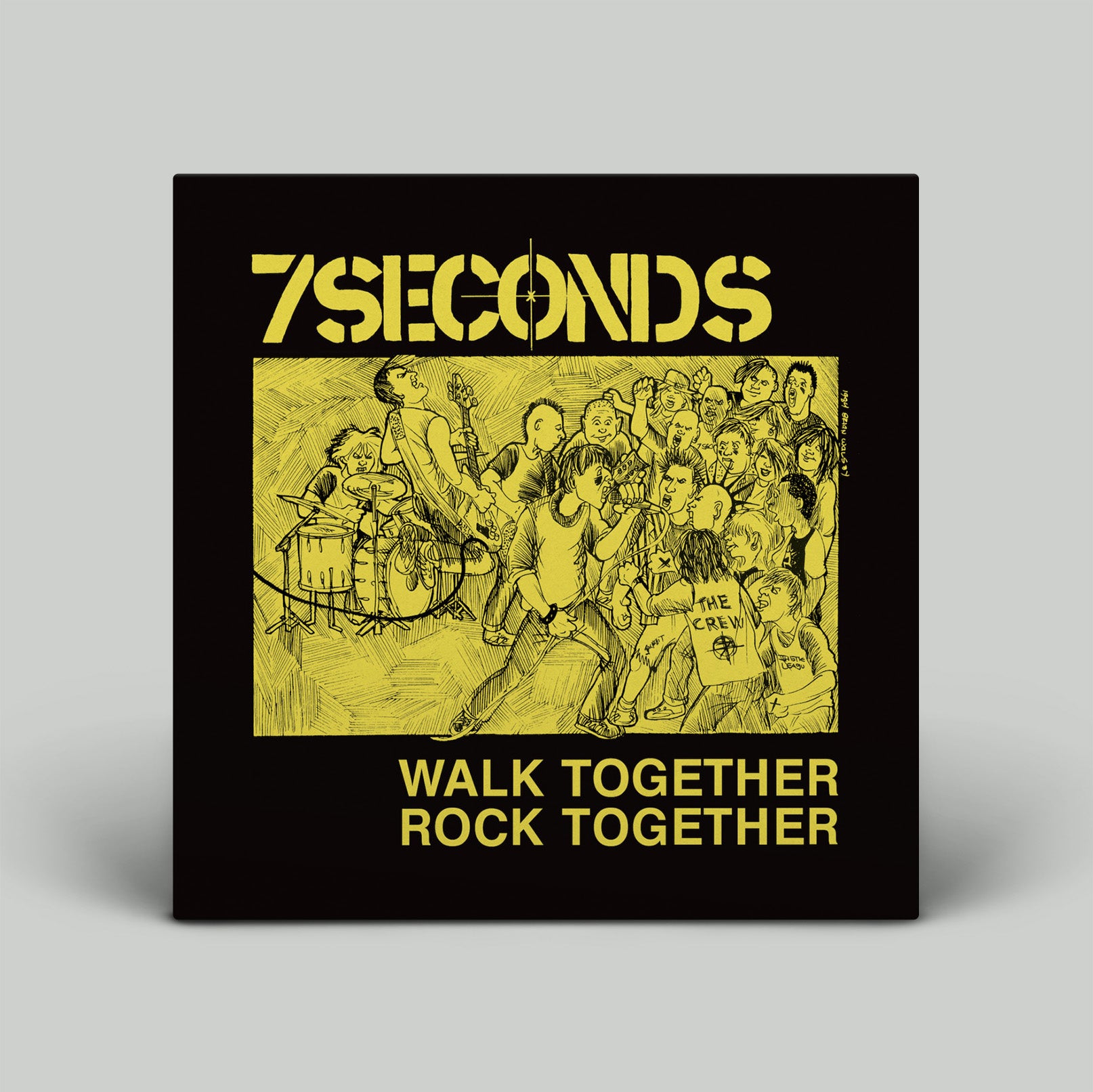 Album cover for '7 Seconds' with yellow text and black background