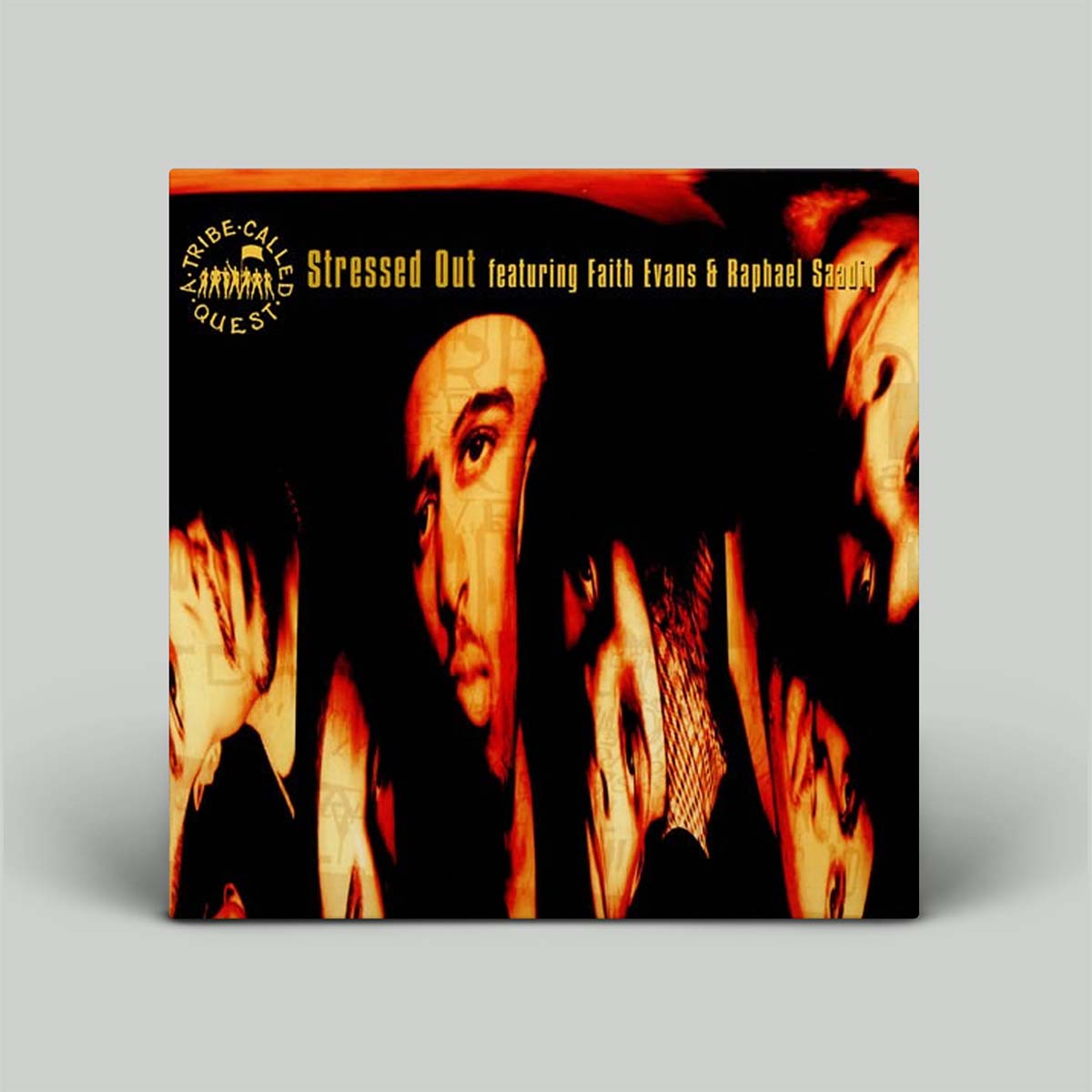 A square album cover for 'Stressed Out featuring Faith Evans & Raphael Sandy' from ATCQ, displayed on a light gray background.