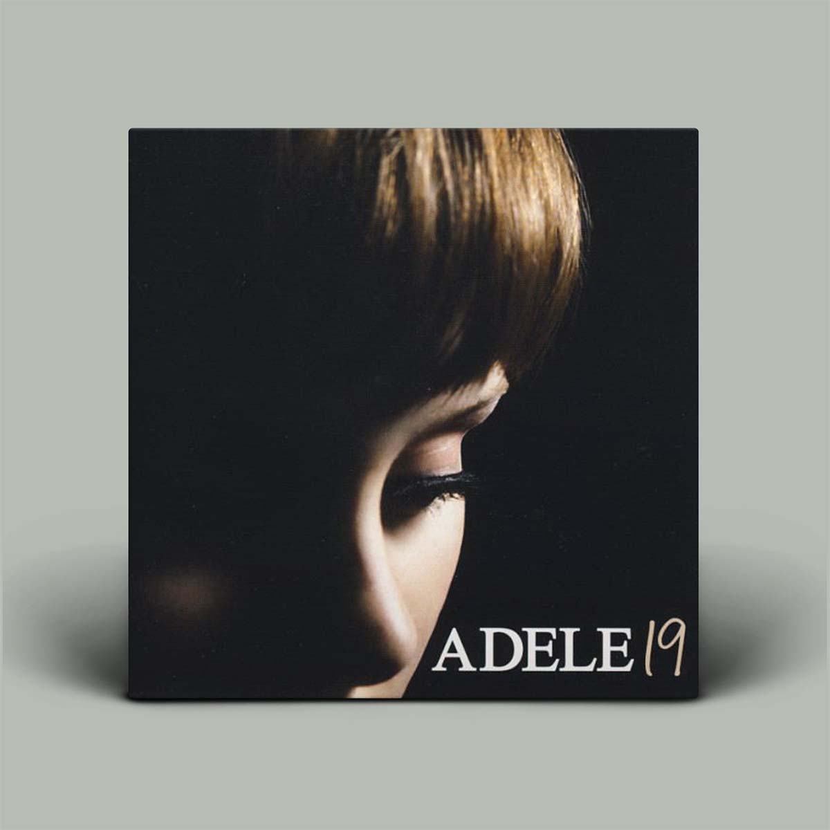 Album cover of '19' by Adele with a close-up of a person's face.