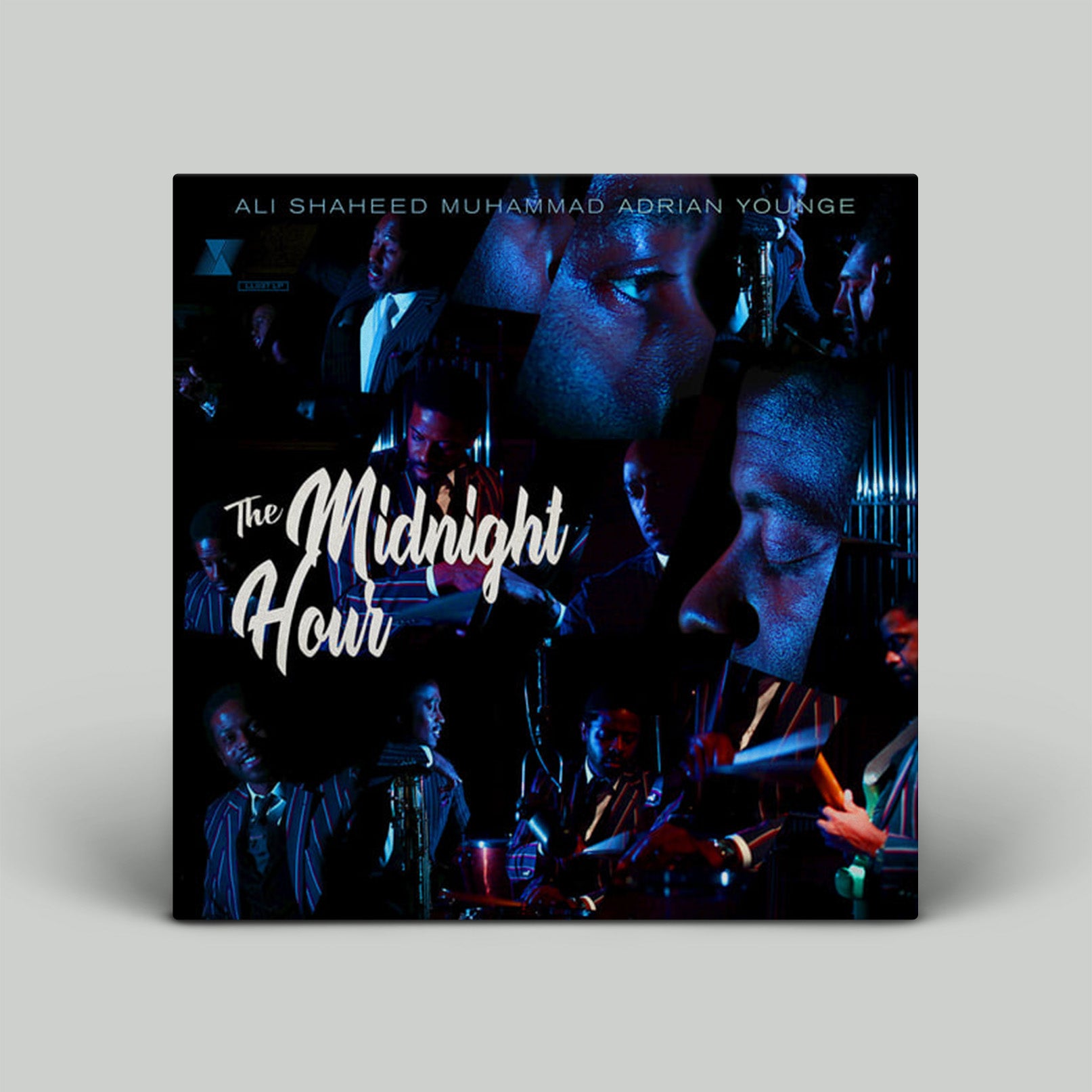 Album cover for 'The Midnight Hour' featuring a band with blue and black color scheme.