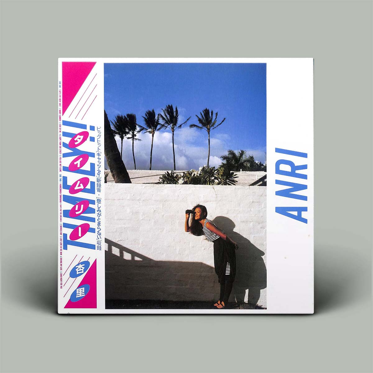 Album cover with  photo of palm trees and a person, featuring the brand 'ANRI'.