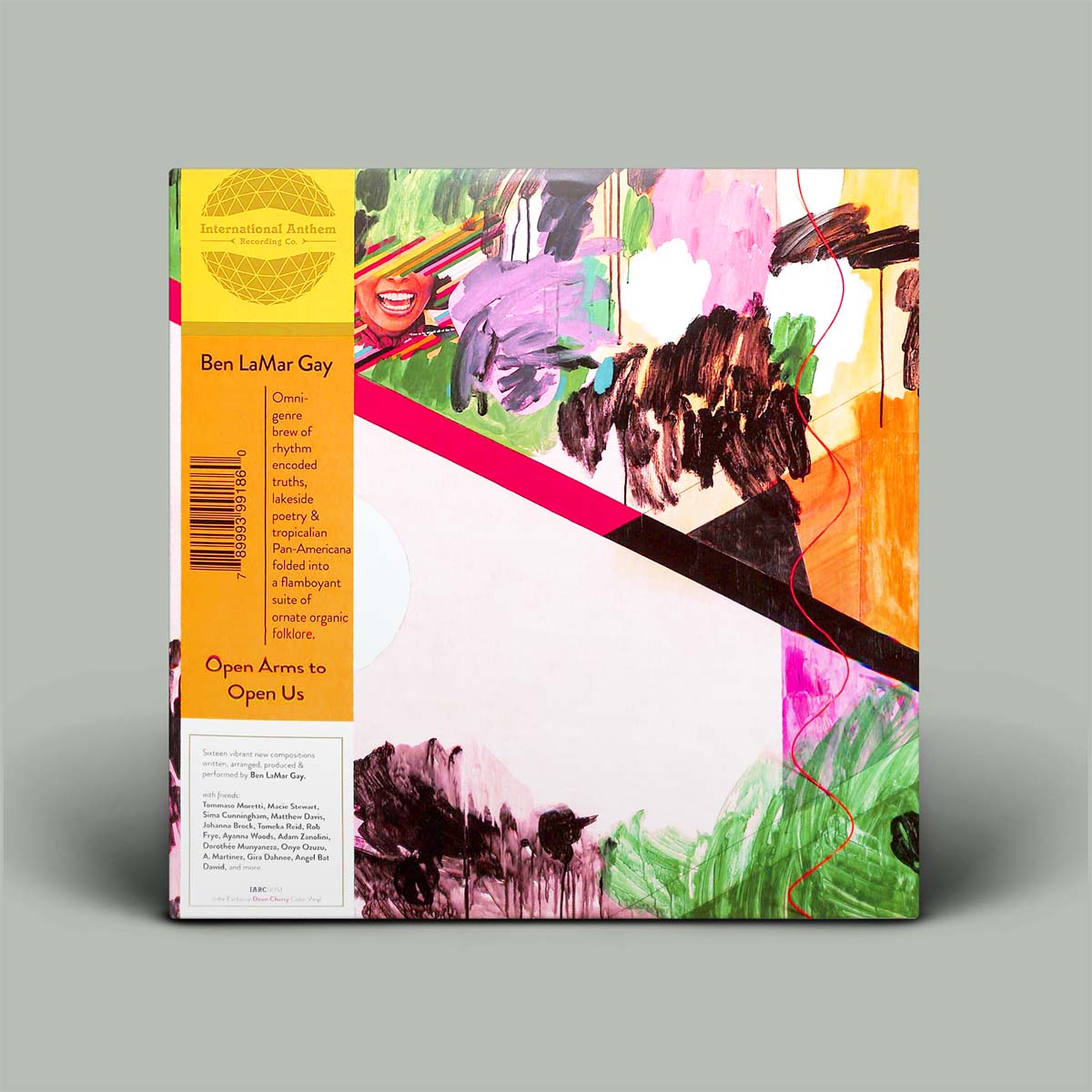 Colorful ALBUM cover with abstract design on a gray background