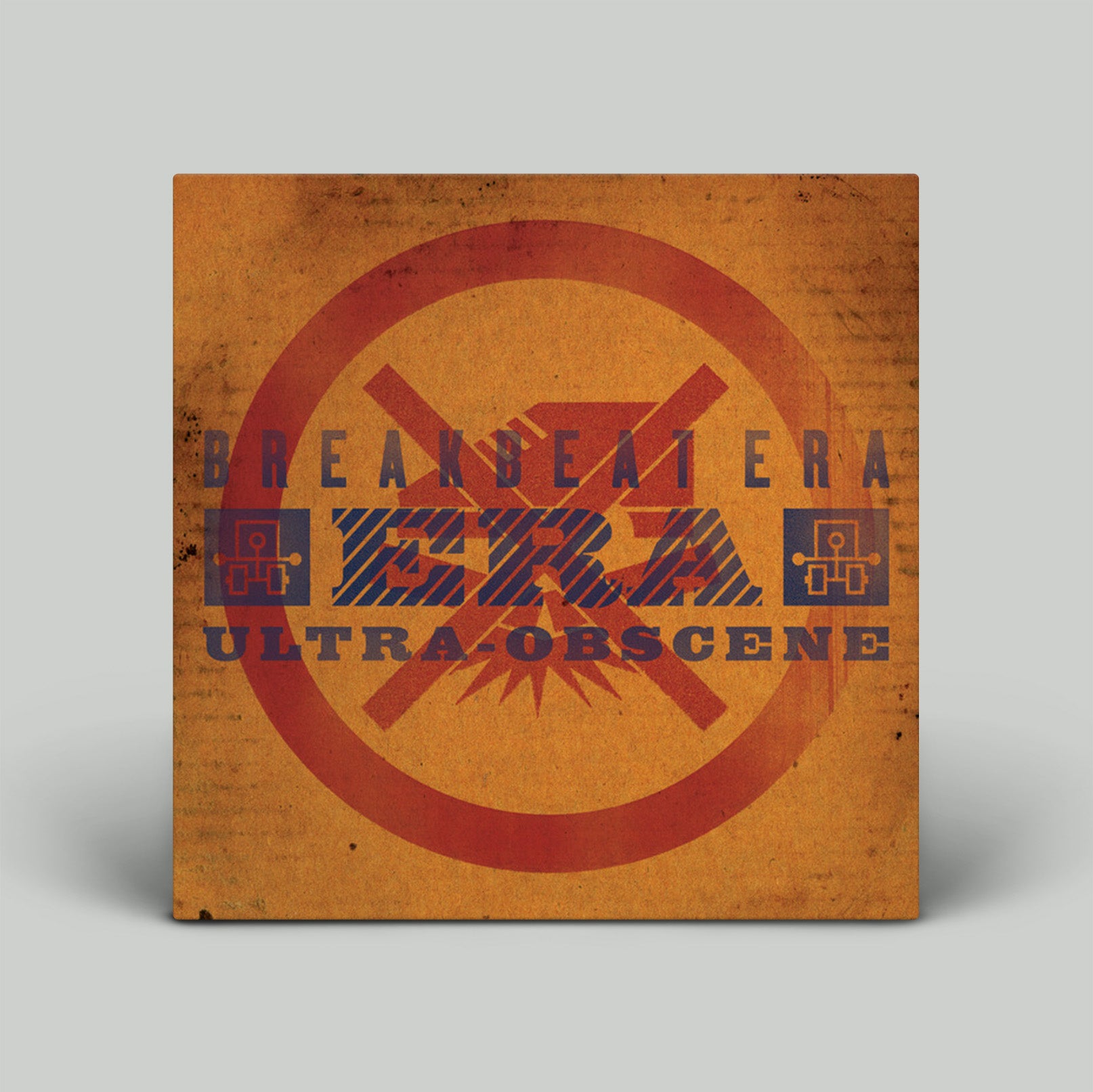 Album cover with 'Breakbeater Era Ultra Obscene' text on a textured orange background