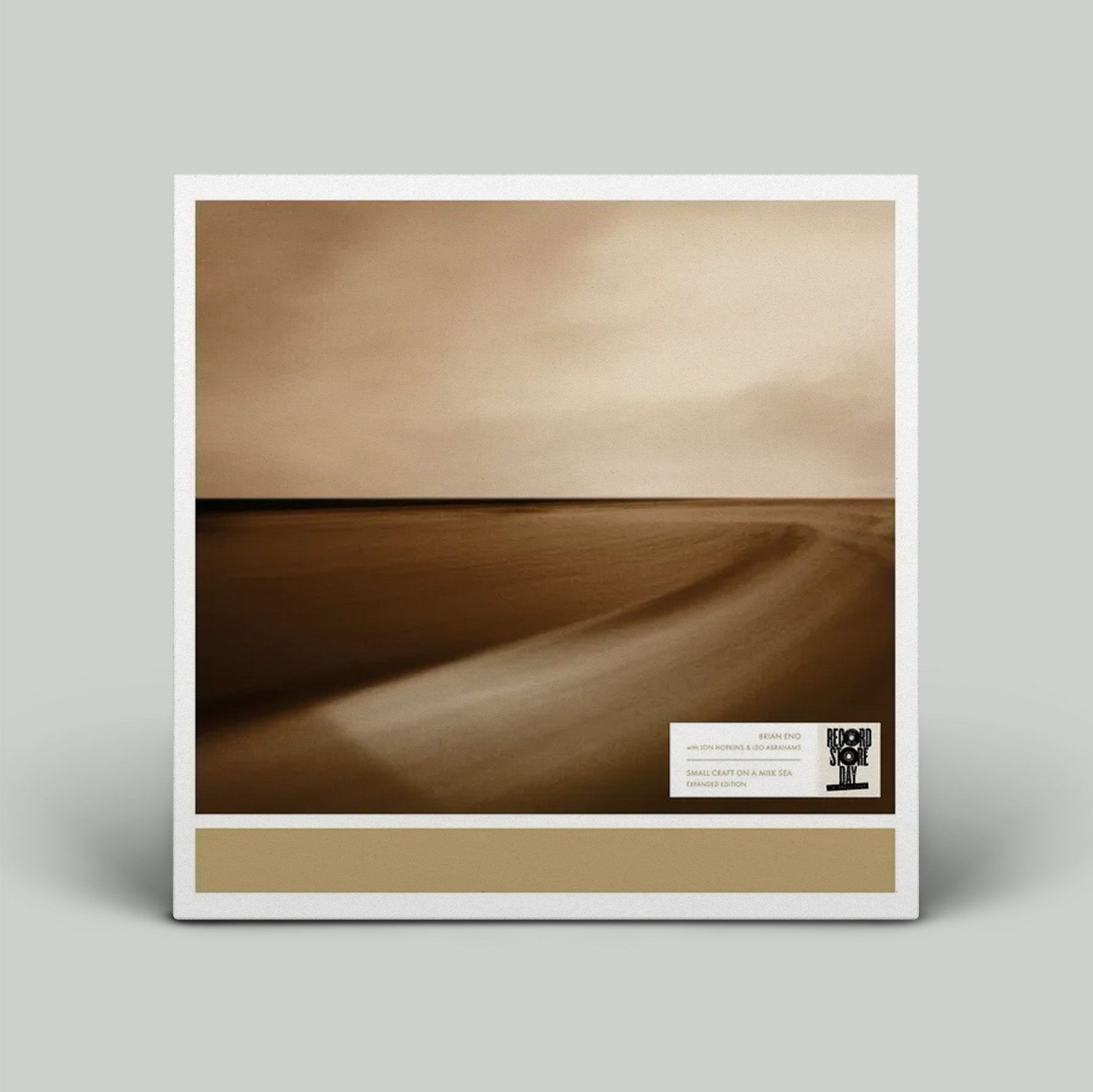 Abstract art piece with brown and beige tones on a gray background