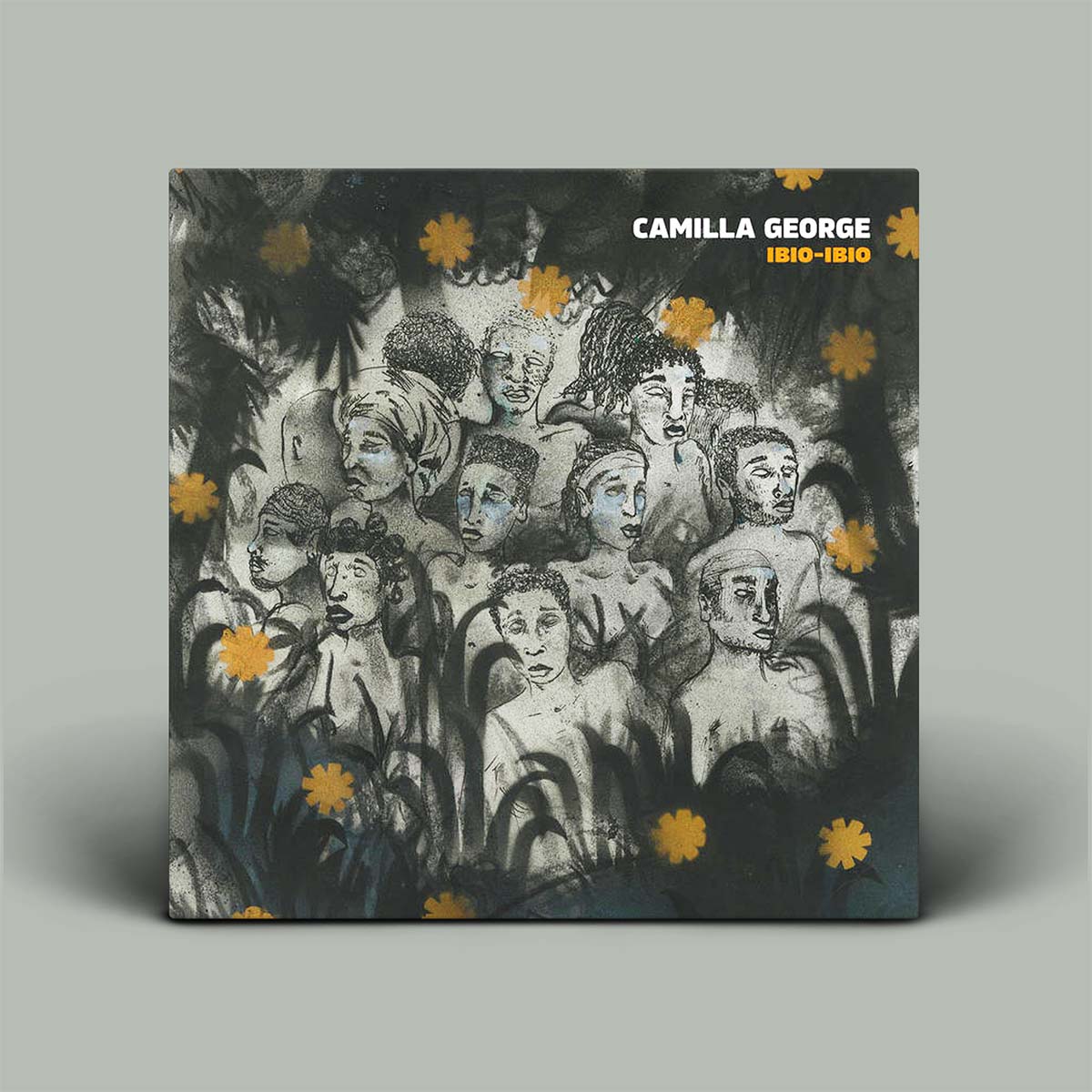 Album cover with artistic depiction of faces and flowers, featuring the text 'Camilla George Ibibio-Ibibio'.