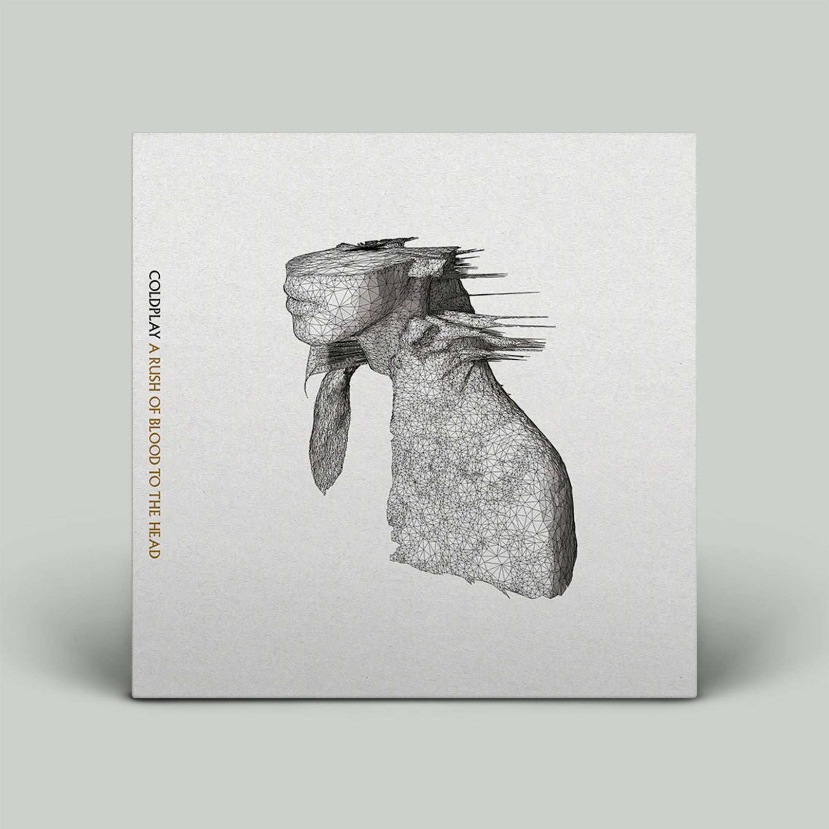 Album cover with a stylized illustration of a head on a gray background