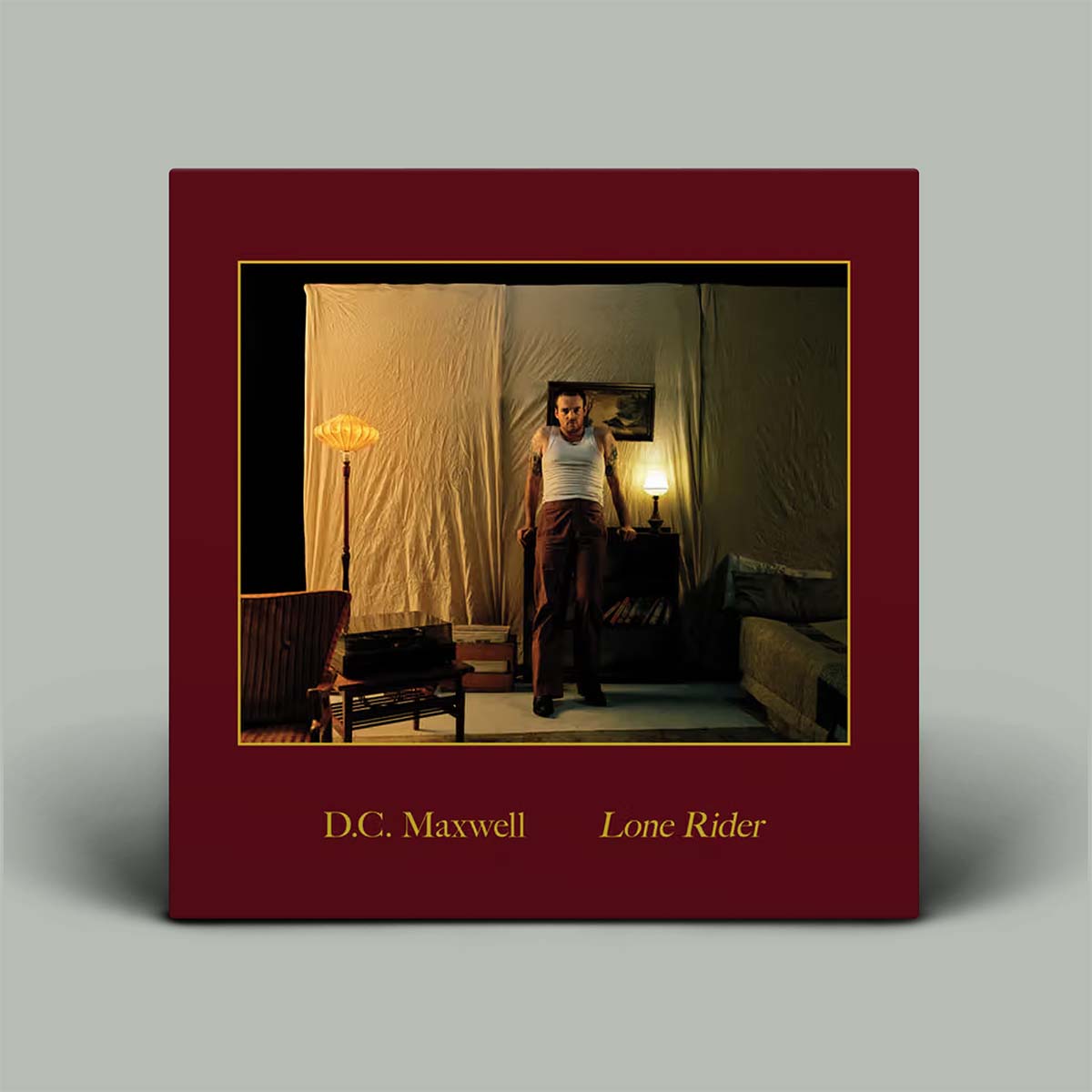 Book cover of 'Lone Rider' by D.C. Maxwell with a person standing in a room.