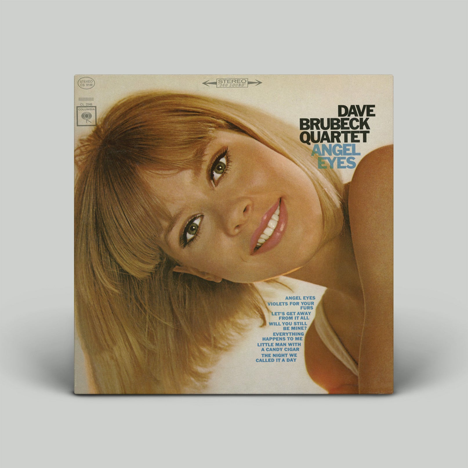 Album cover of Dave Brubeck Quartet's 'Angel Eyes' featuring a woman's face.
