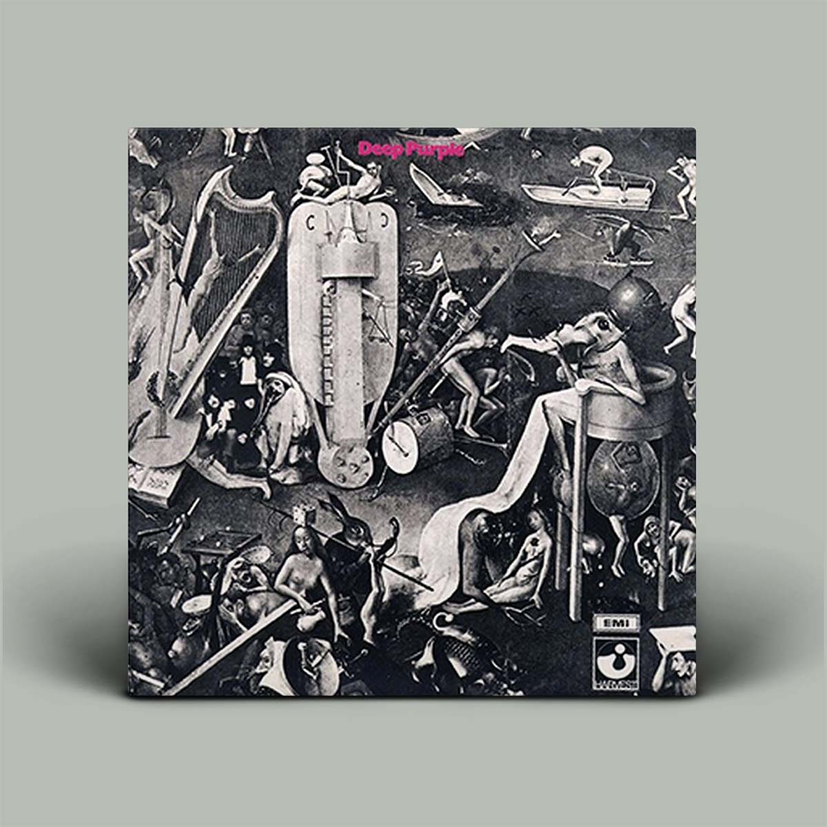 Album cover with intricate design and text on a gray background