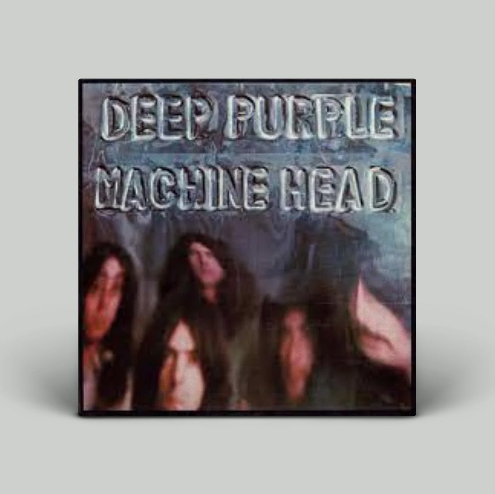 Album cover for 'Machine Head' by Deep Purple with band members in the background.