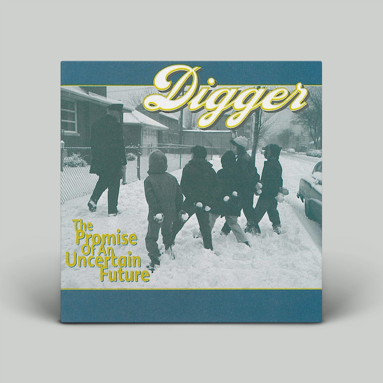 Album cover for 'Digger' by 'The Promise of An Uncertain Future' with a snowy scene and text.