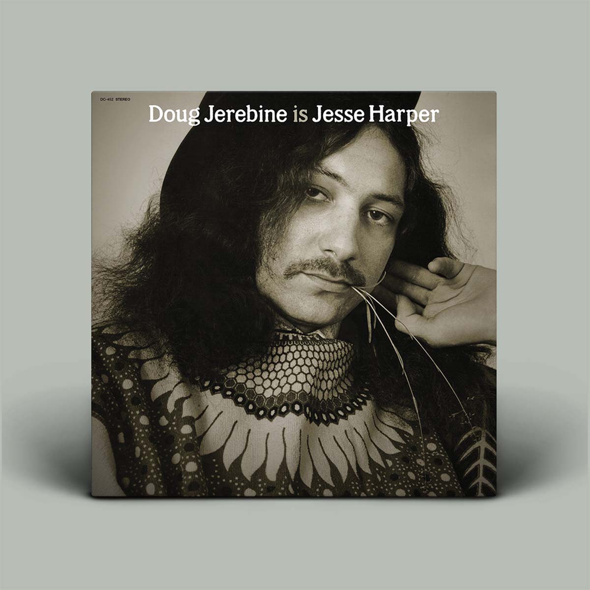 Album cover with a person's portrait and text 'Doug Jerebine is Jesse Harper' on a gray background