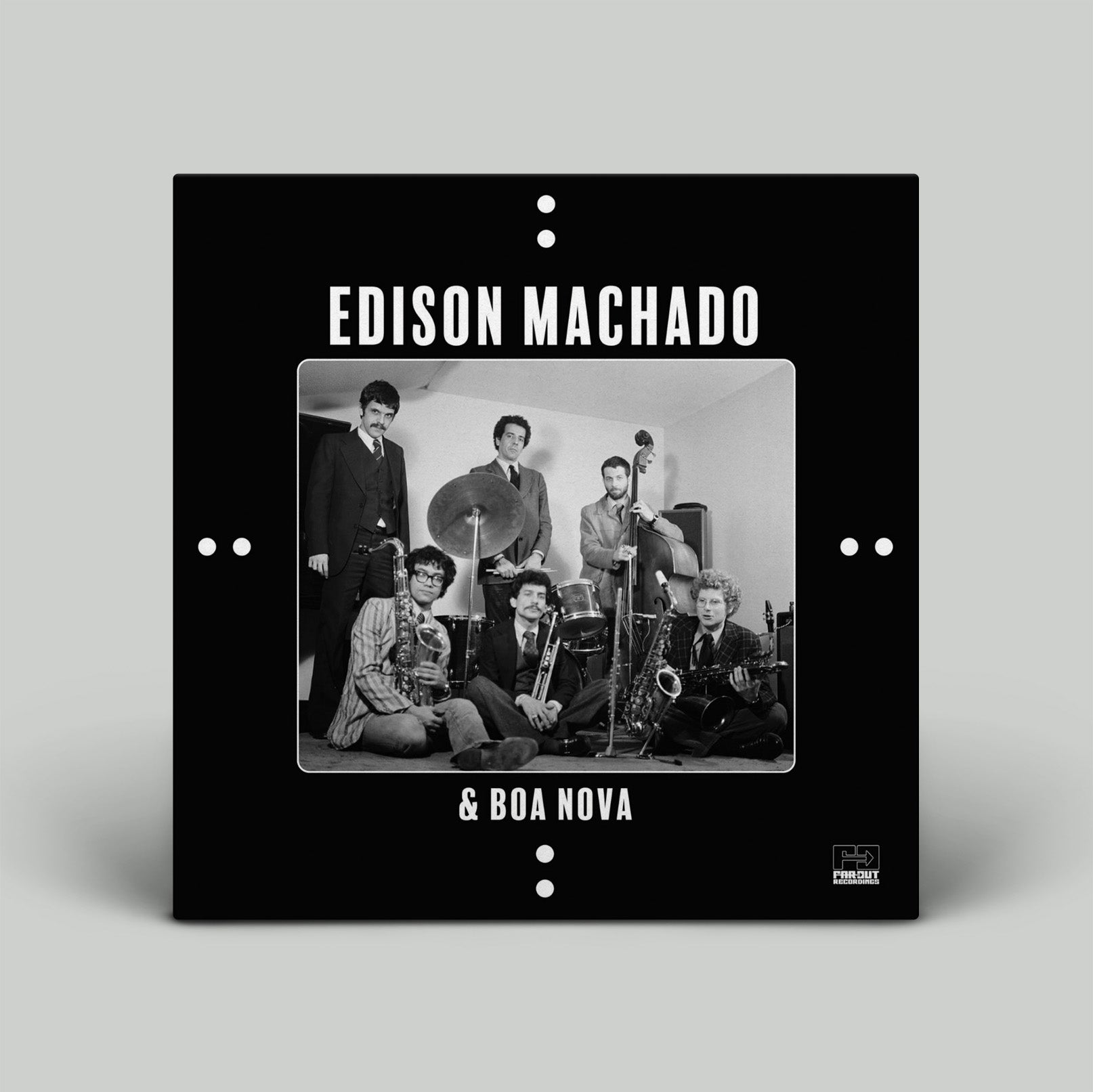 Album cover for 'Edison Machado & Boa Nova' featuring a black and white photo of a band.