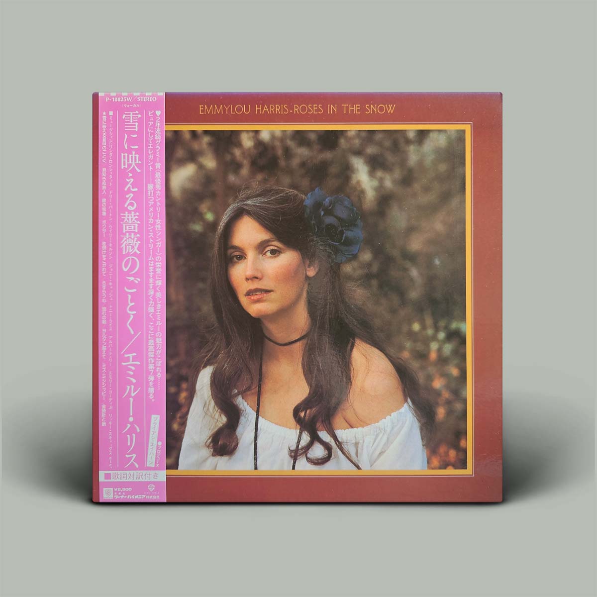 Album cover with photo of woman surround by brown border and pink stripe.