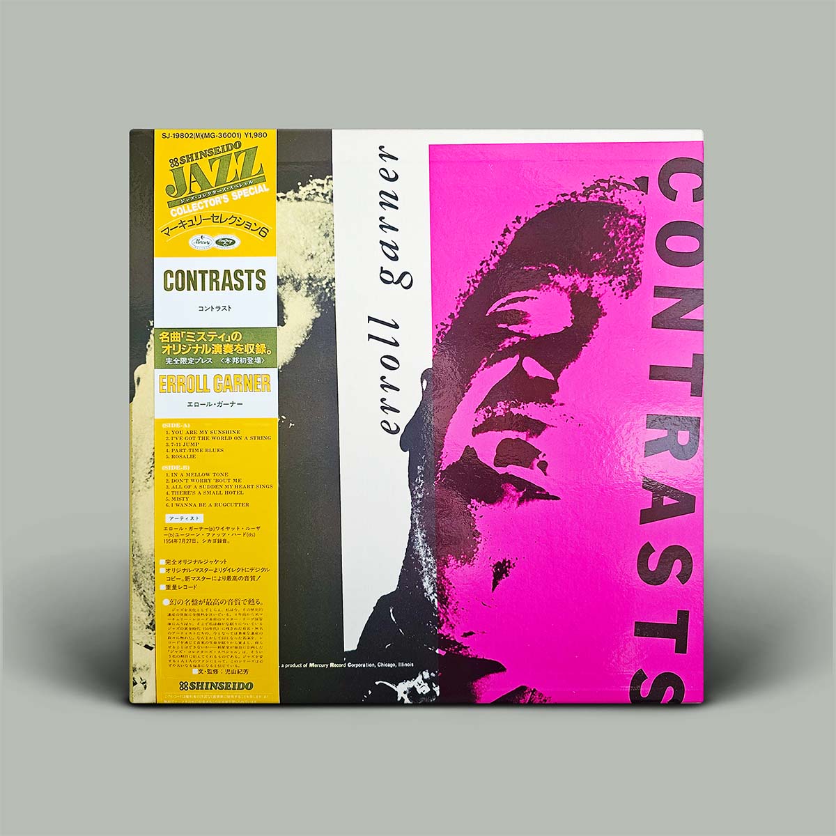 Album cover with a stylized portrait and text on a gray background