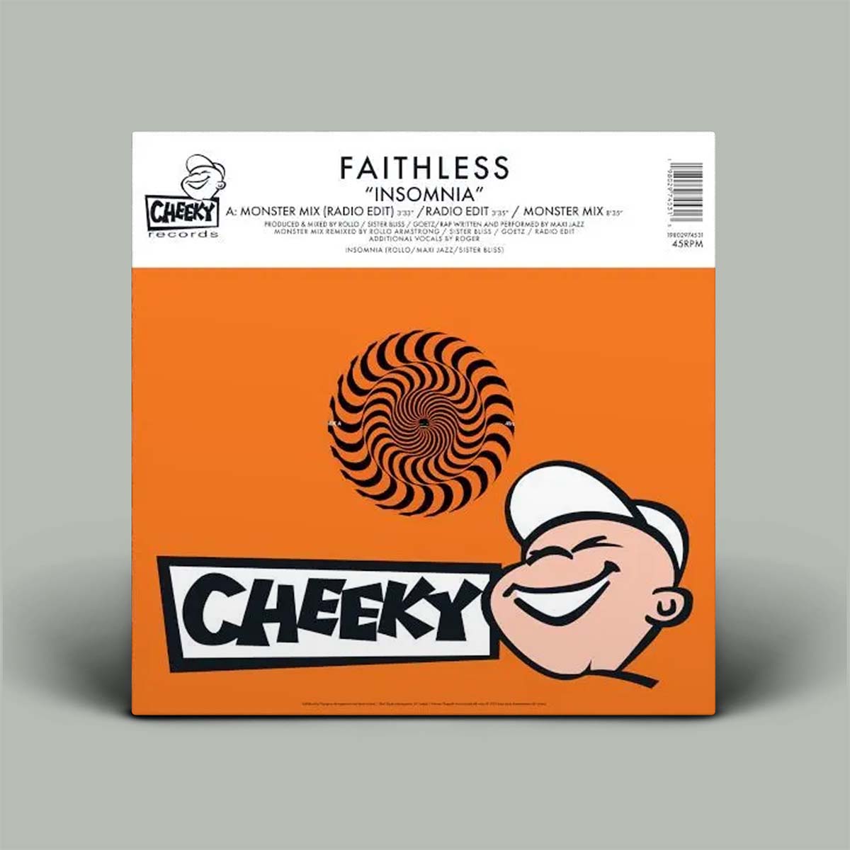 Orange and white album cover with cheeky in black and white font.