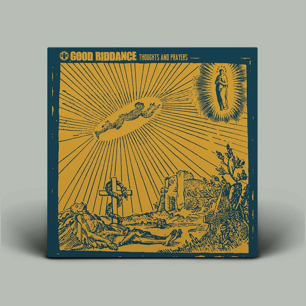 Album cover with artistic design and text on a gray background