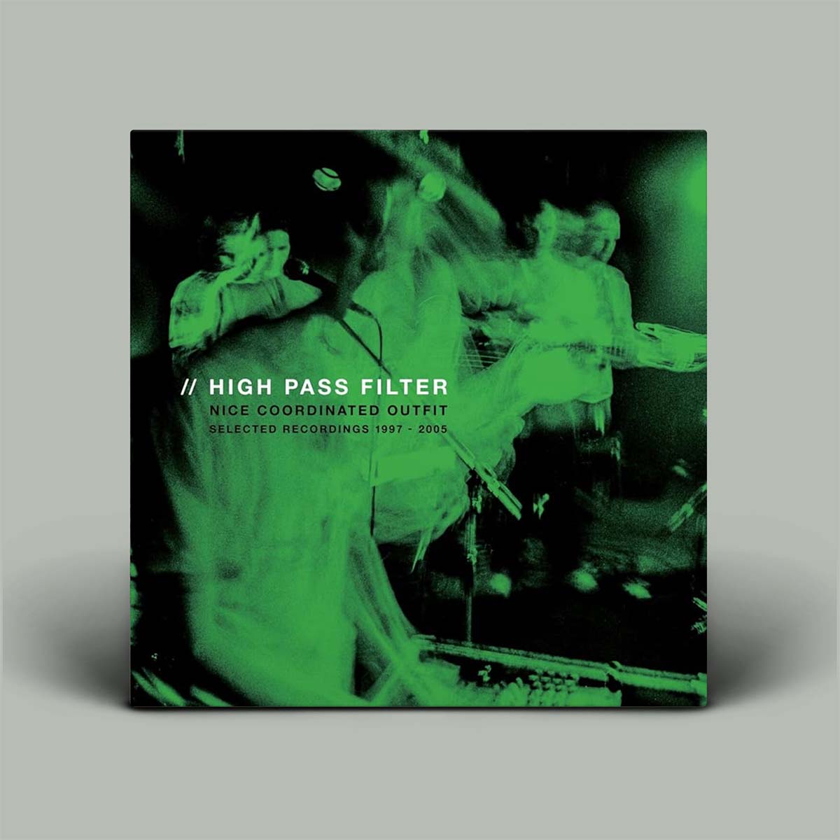 Album cover with green and black color scheme featuring text 'High Pass Filter' and 'Nice Coordinated Outfit'.