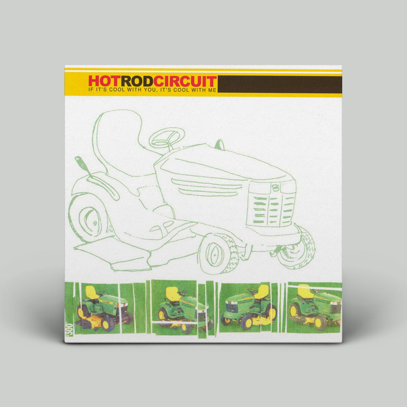 Product packaging for 'Hot Rod Circuit' with a lawn mower illustration on a gray background