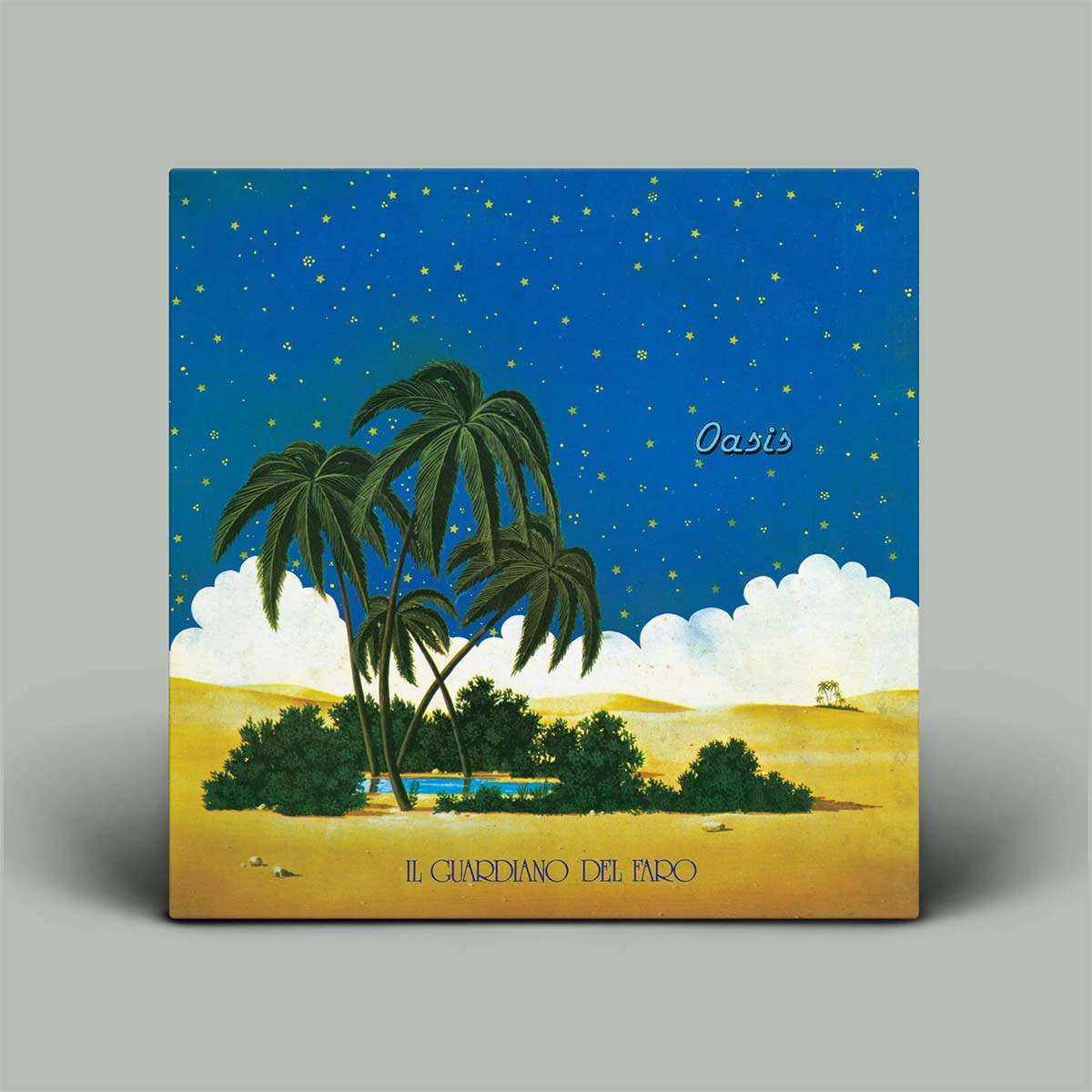 Album cover with palm trees and 'Oasis' text against a starry night sky.
