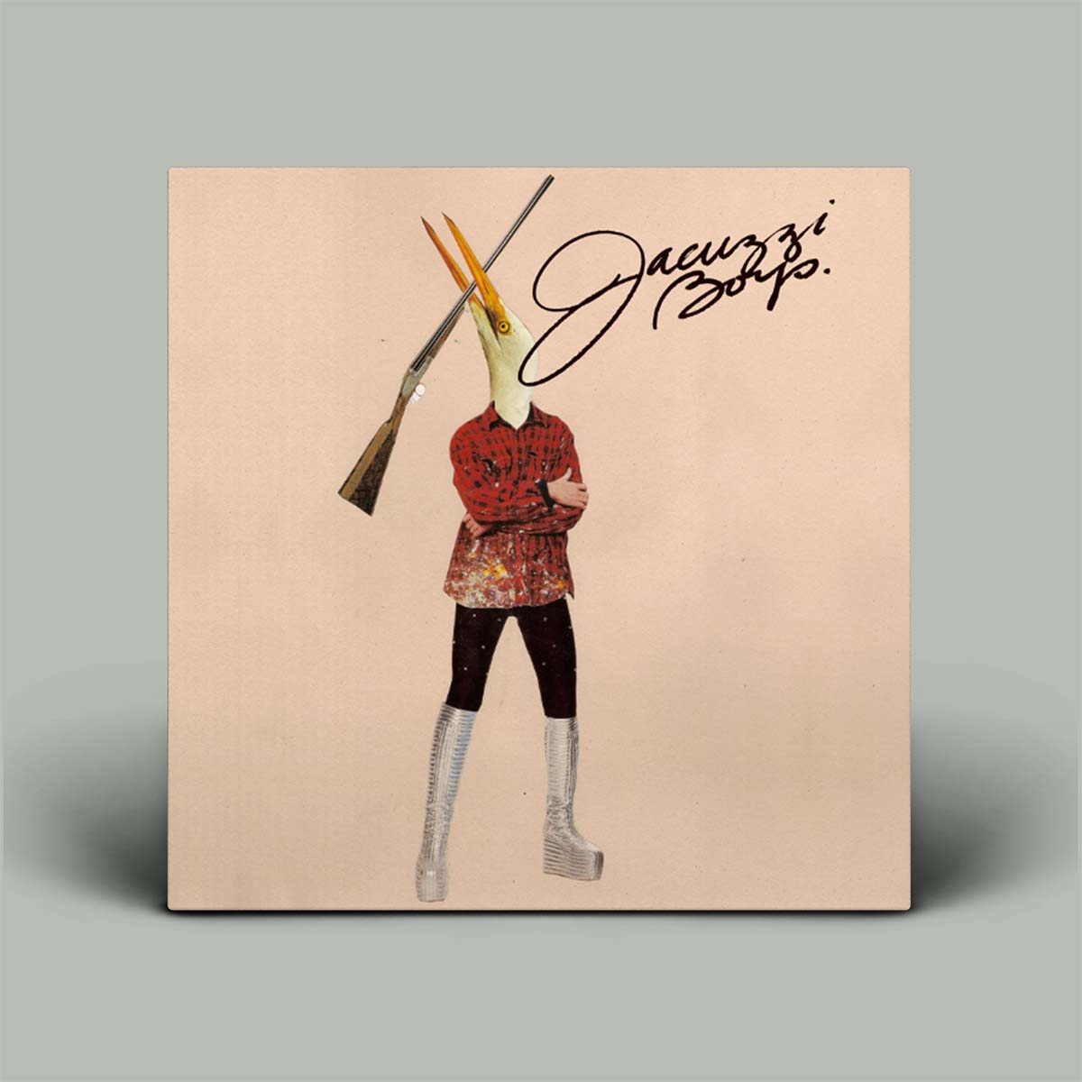 Album cover with a person holding rifles, featuring the brand 'Jacuzzi Hot Tubs'.