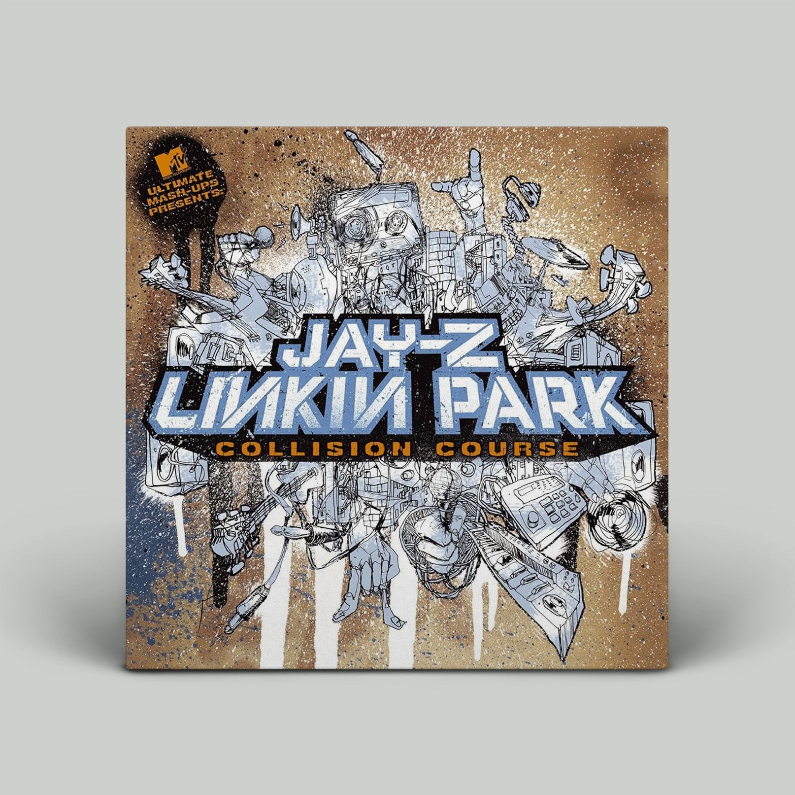 Album cover for 'Collision Course' by Jay-Z and Linkin Park with stylized text and graphics.