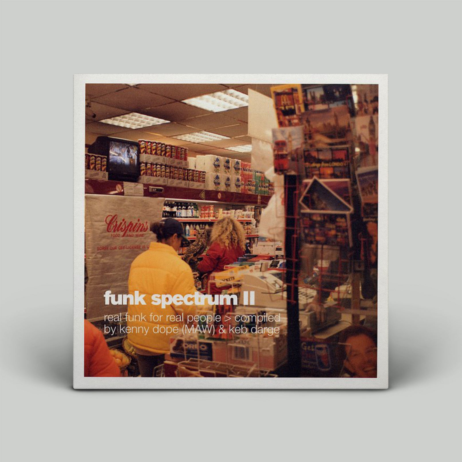 Album cover of 'funk spectrum II' with people in a store setting.