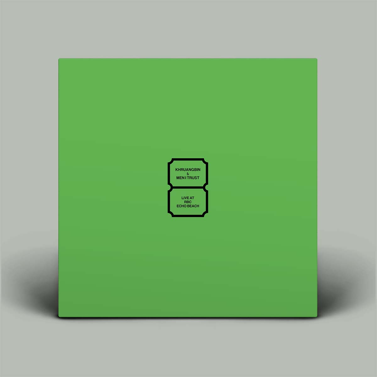 Green album cover with small black text in the centre.