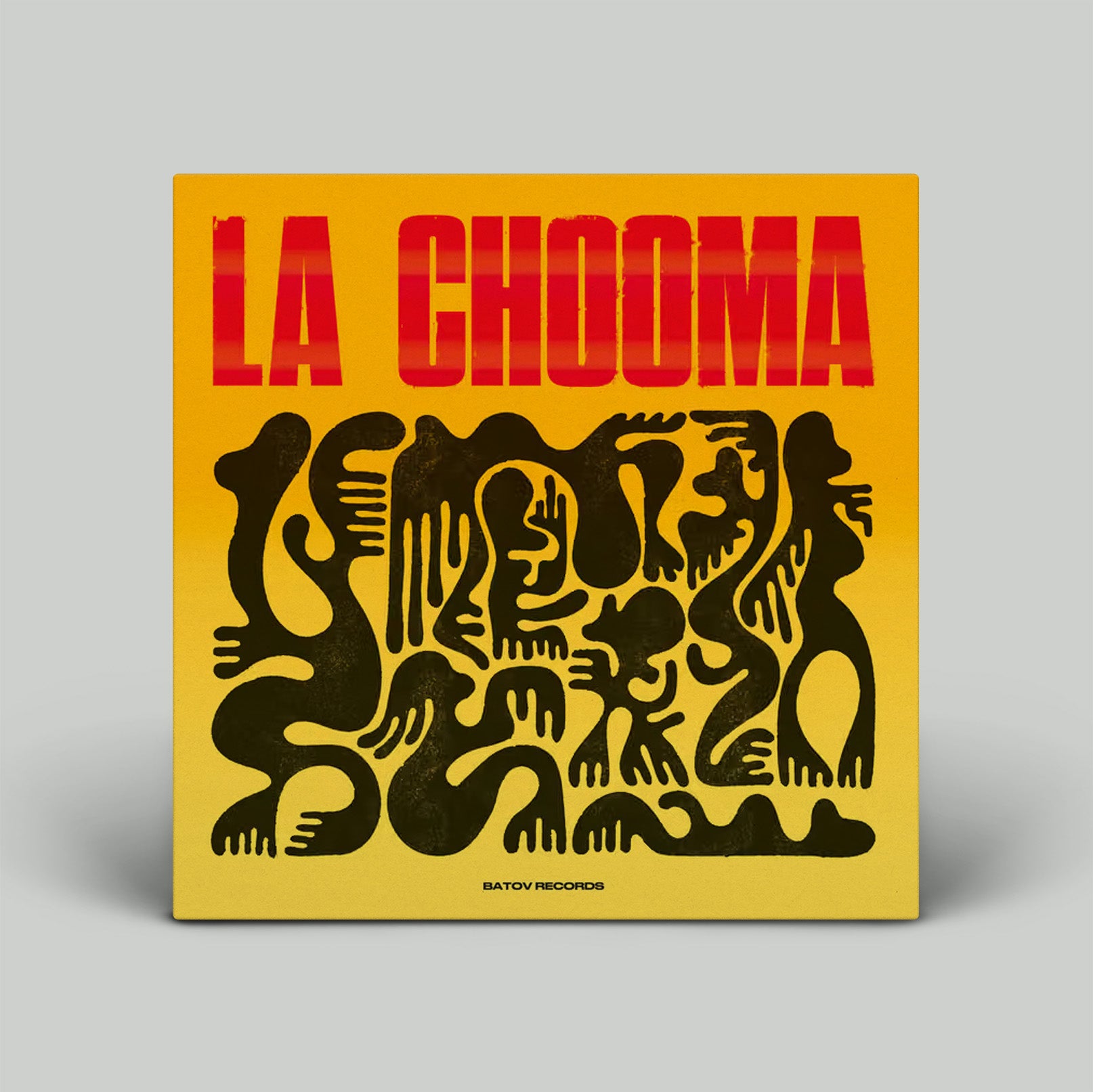Album cover with 'LA CHOOMA' text and black abstract figures on a yellow background