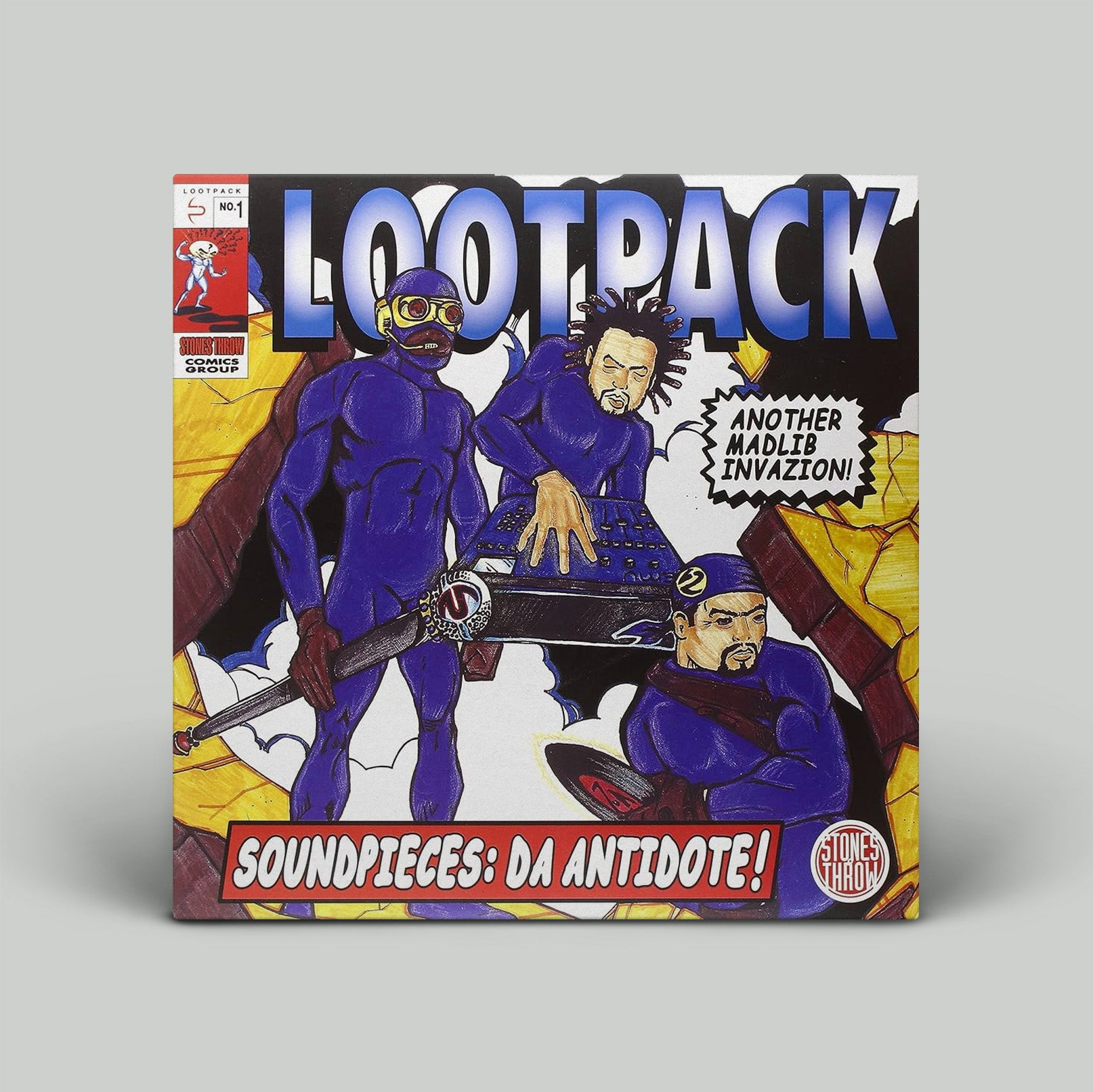 Album cover for 'Lootack' with characters in blue suits and text on a gray background
