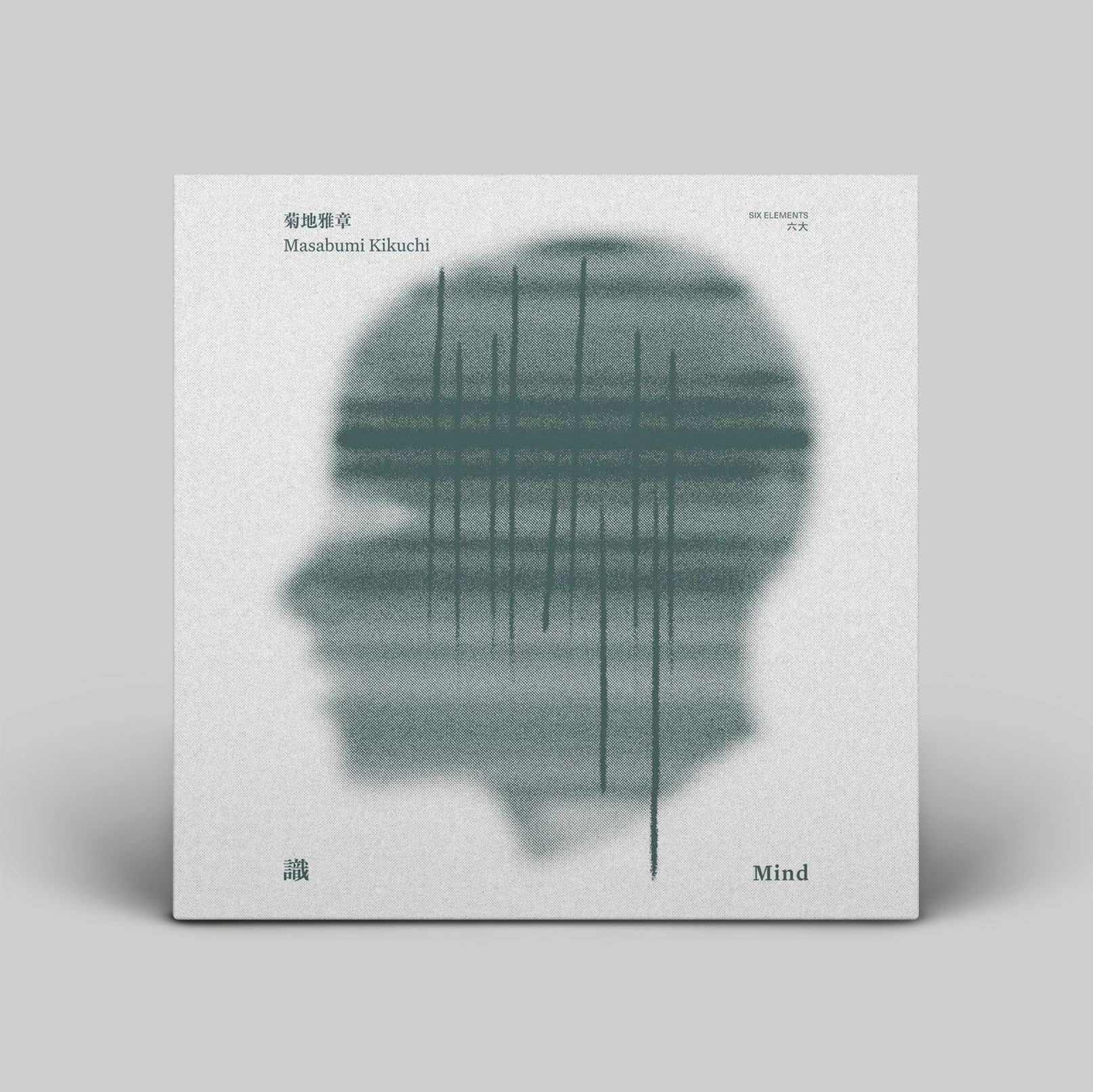 Album cover with a silhouette of a head and abstract lines on a gray background